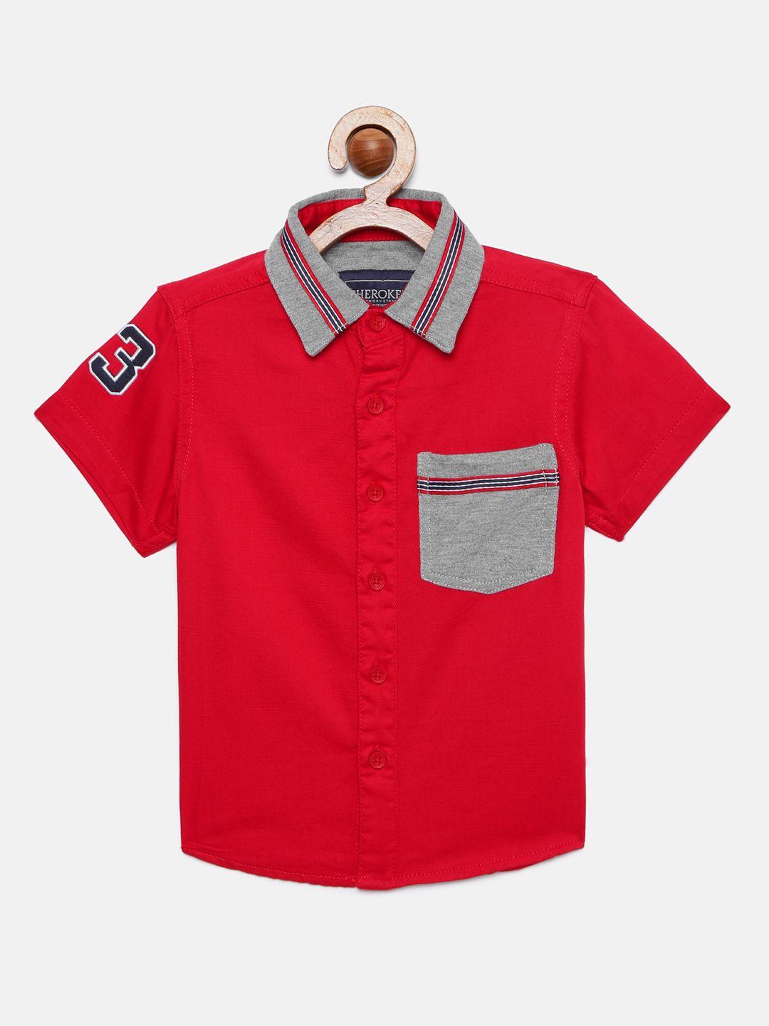cherokee-boys-red-regular-fit-solid-casual-shirt
