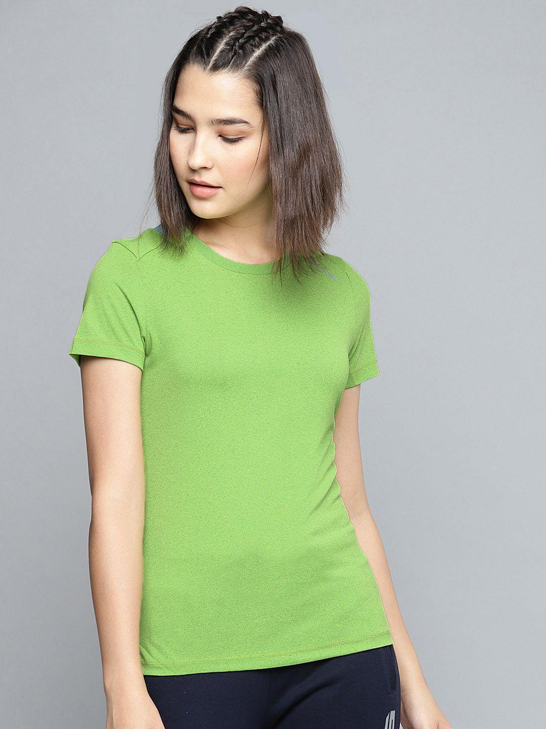 alcis-women-green-&-blue-solid-round-neck-t-shirt