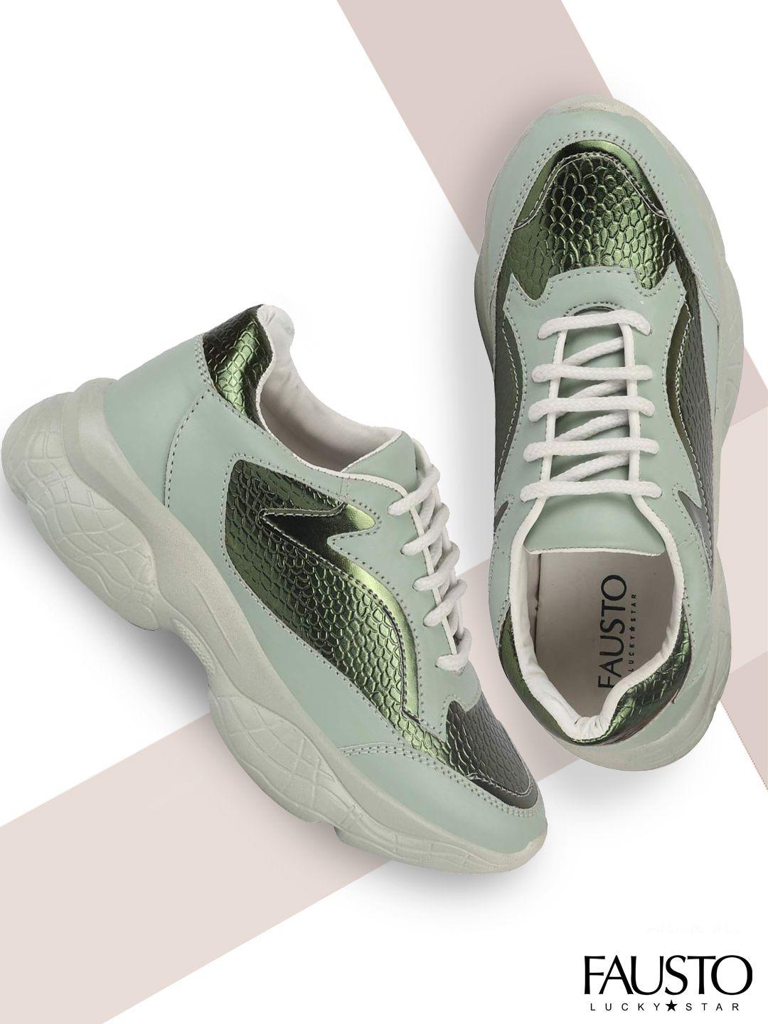 fausto-women-green-pu-running-shoes