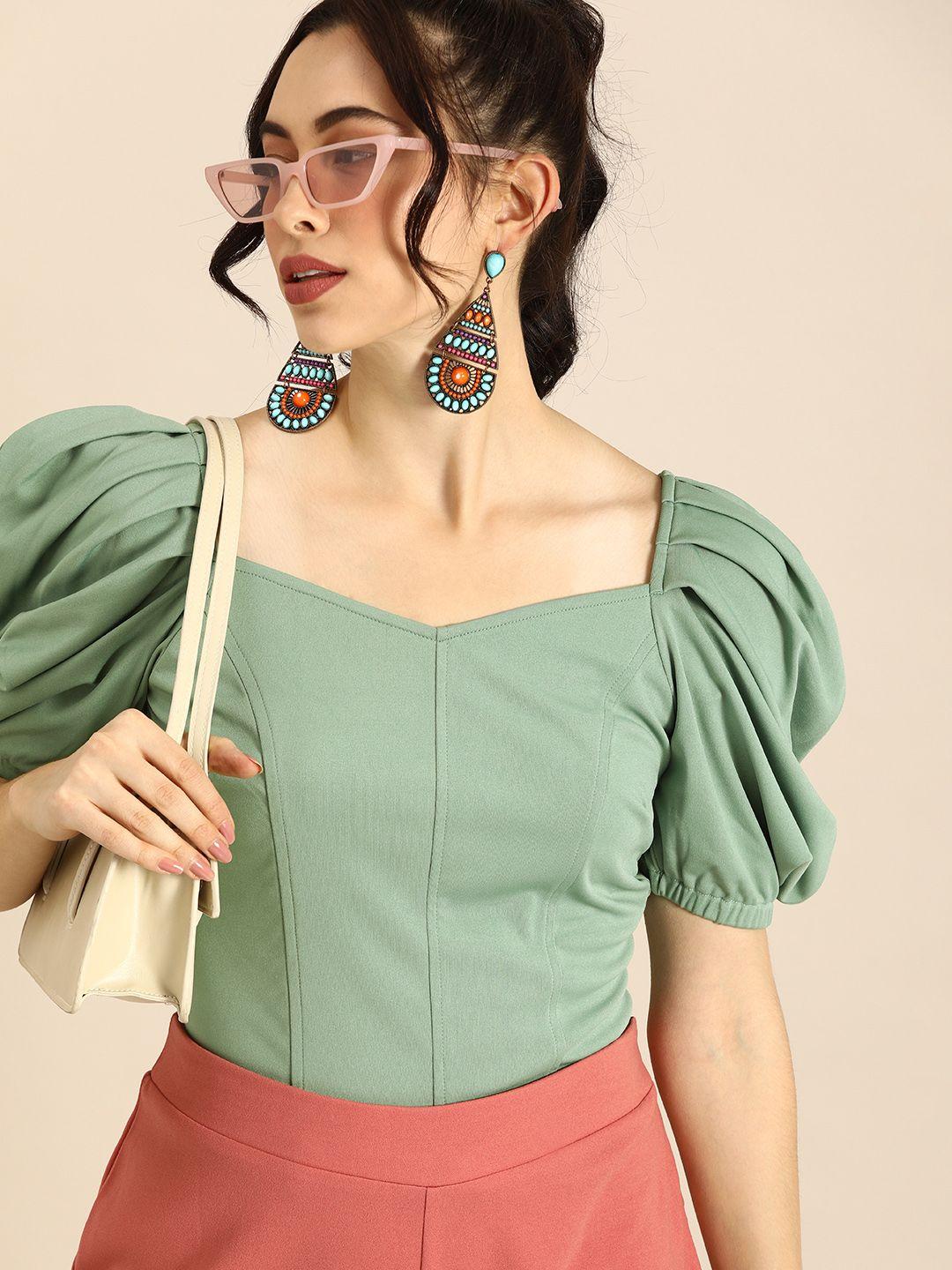 athena-stylish-green-power-shoulders-top
