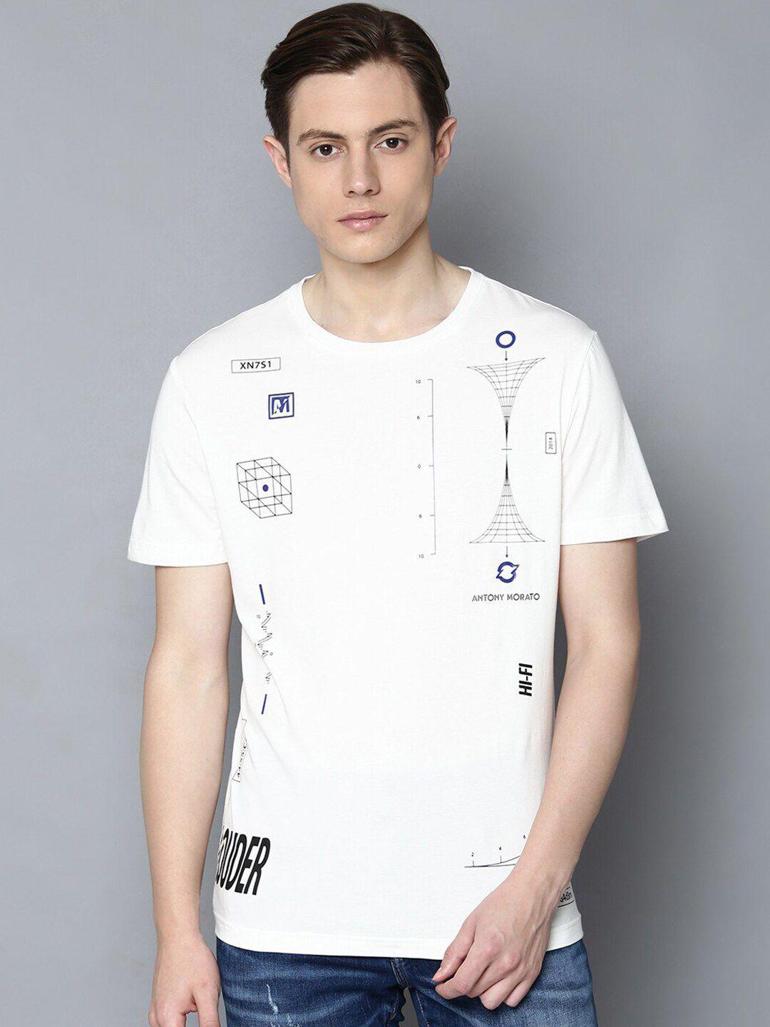 antony-morato-men-cream-coloured-printed-round-neck-t-shirt
