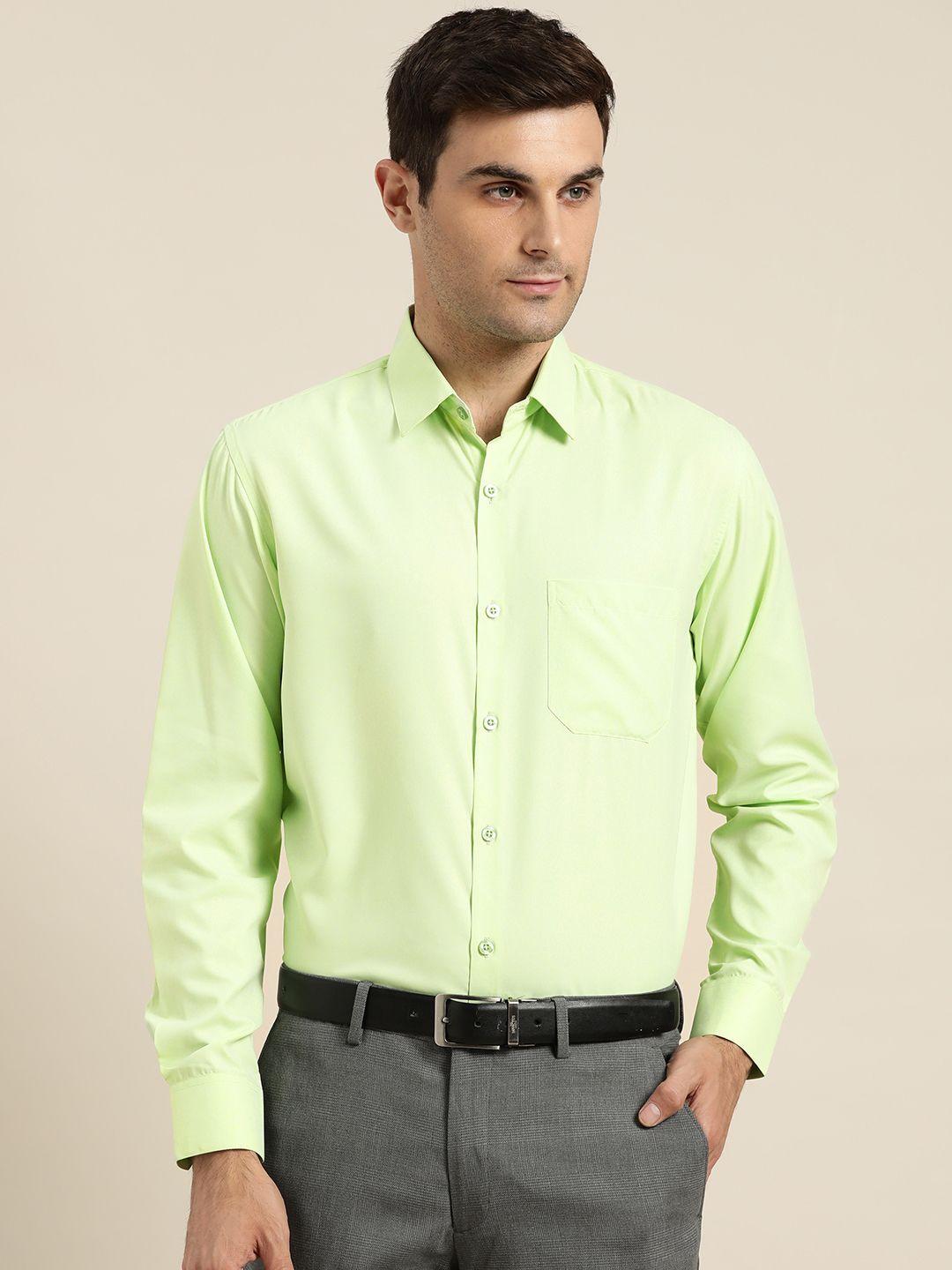sojanya-men-lime-green-classic-regular-fit-solid-formal-shirt