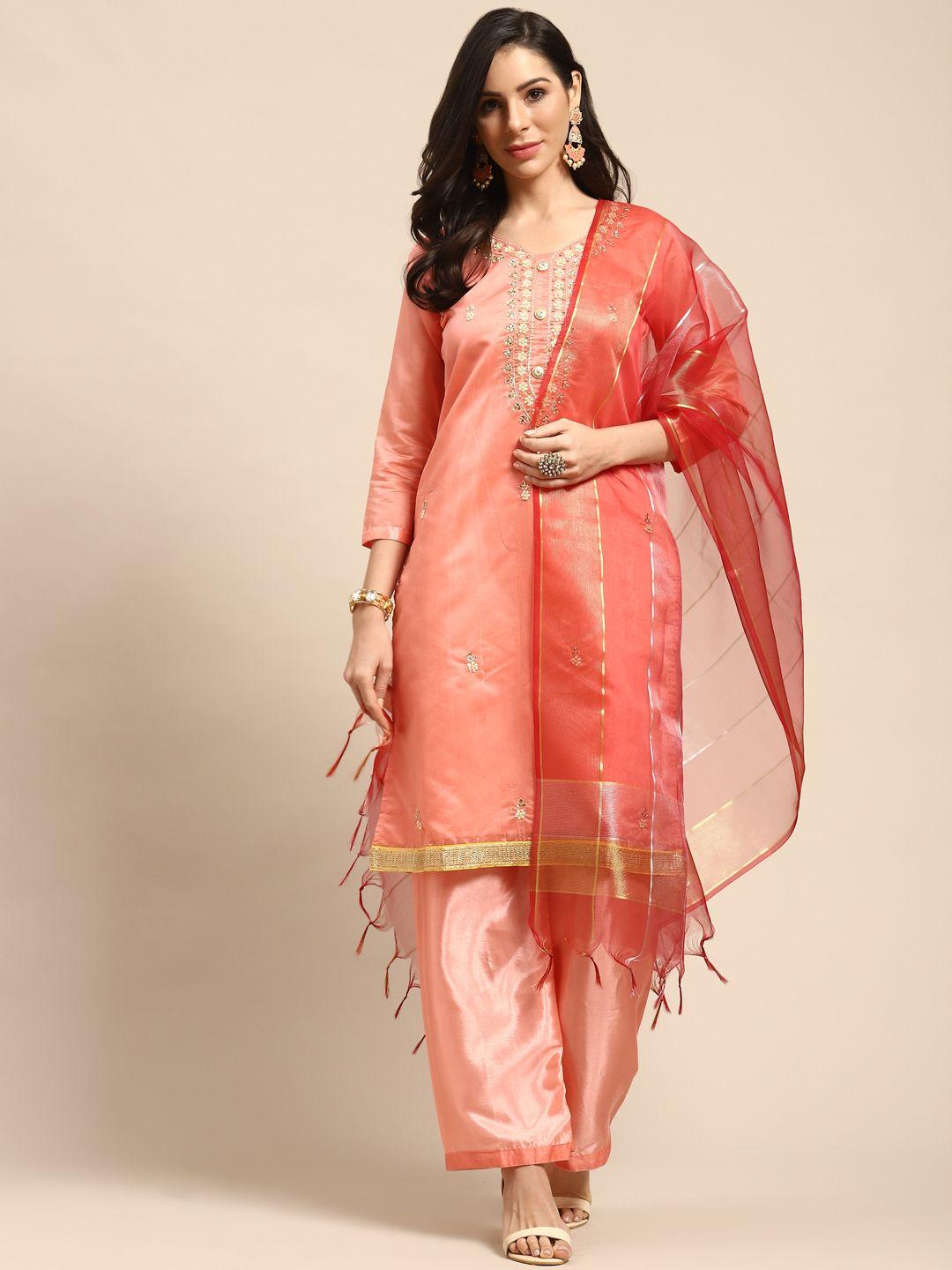 rajnandini-peach-coloured-&-golden-embellished-unstitched-dress-material