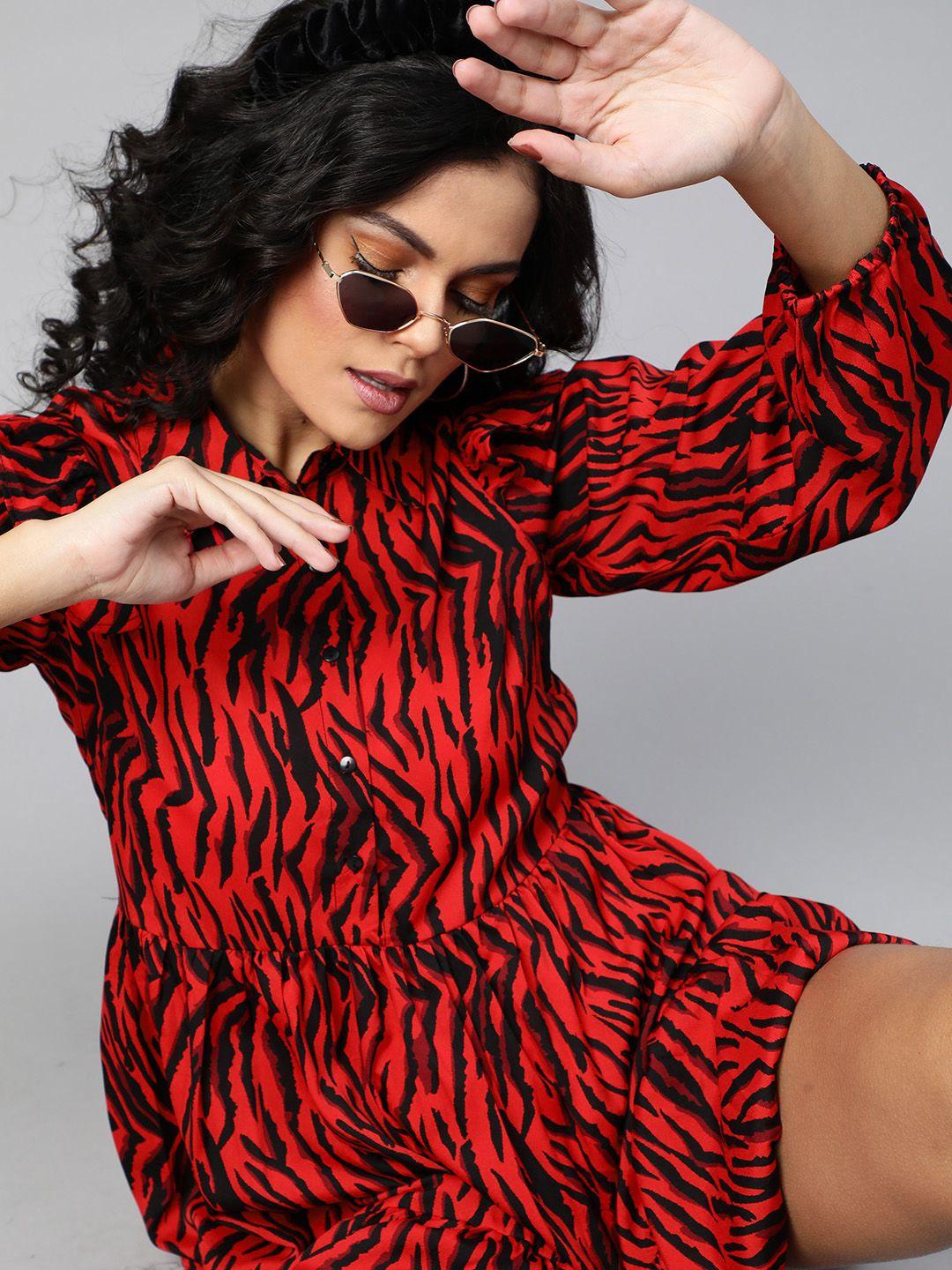 pluss-fiery-red-and-black-animal-printed-a-line-dress