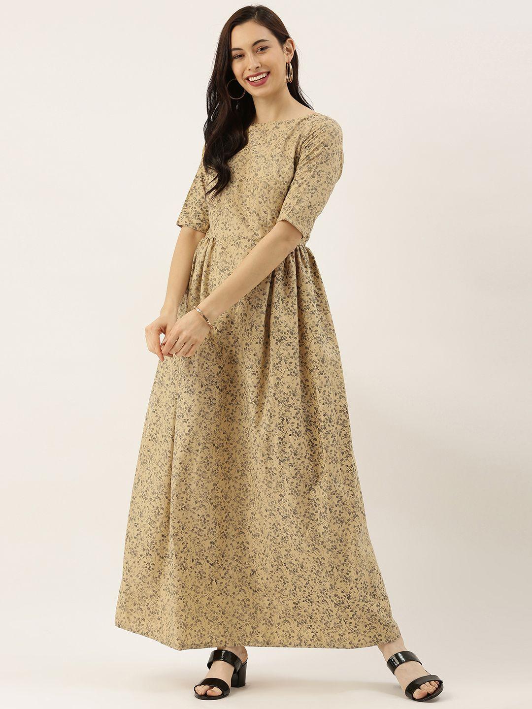ethnovog-women-beige-printed-fit-and-flare-dress