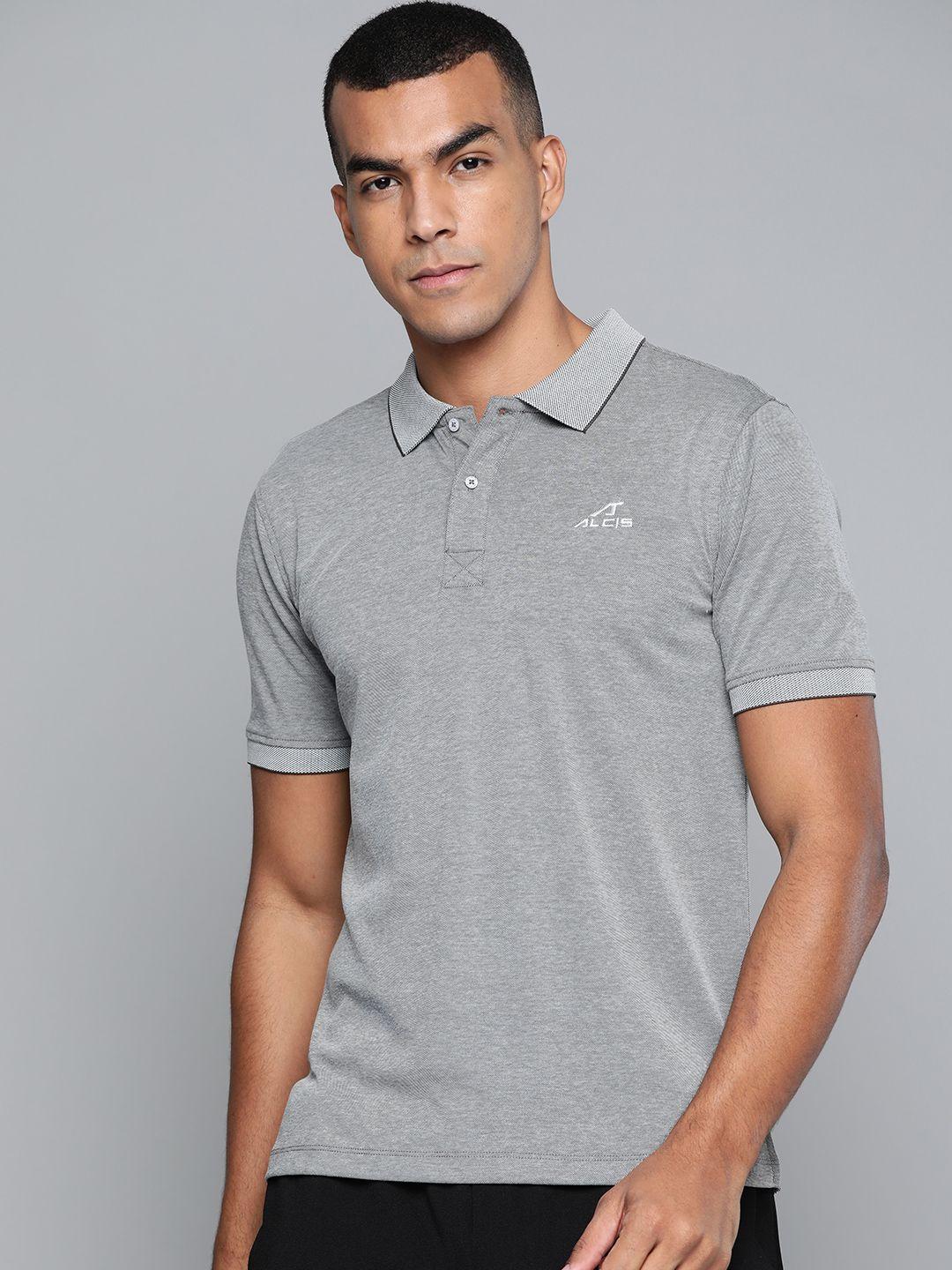 alcis-men-grey-solid-polo-collar-t-shirt
