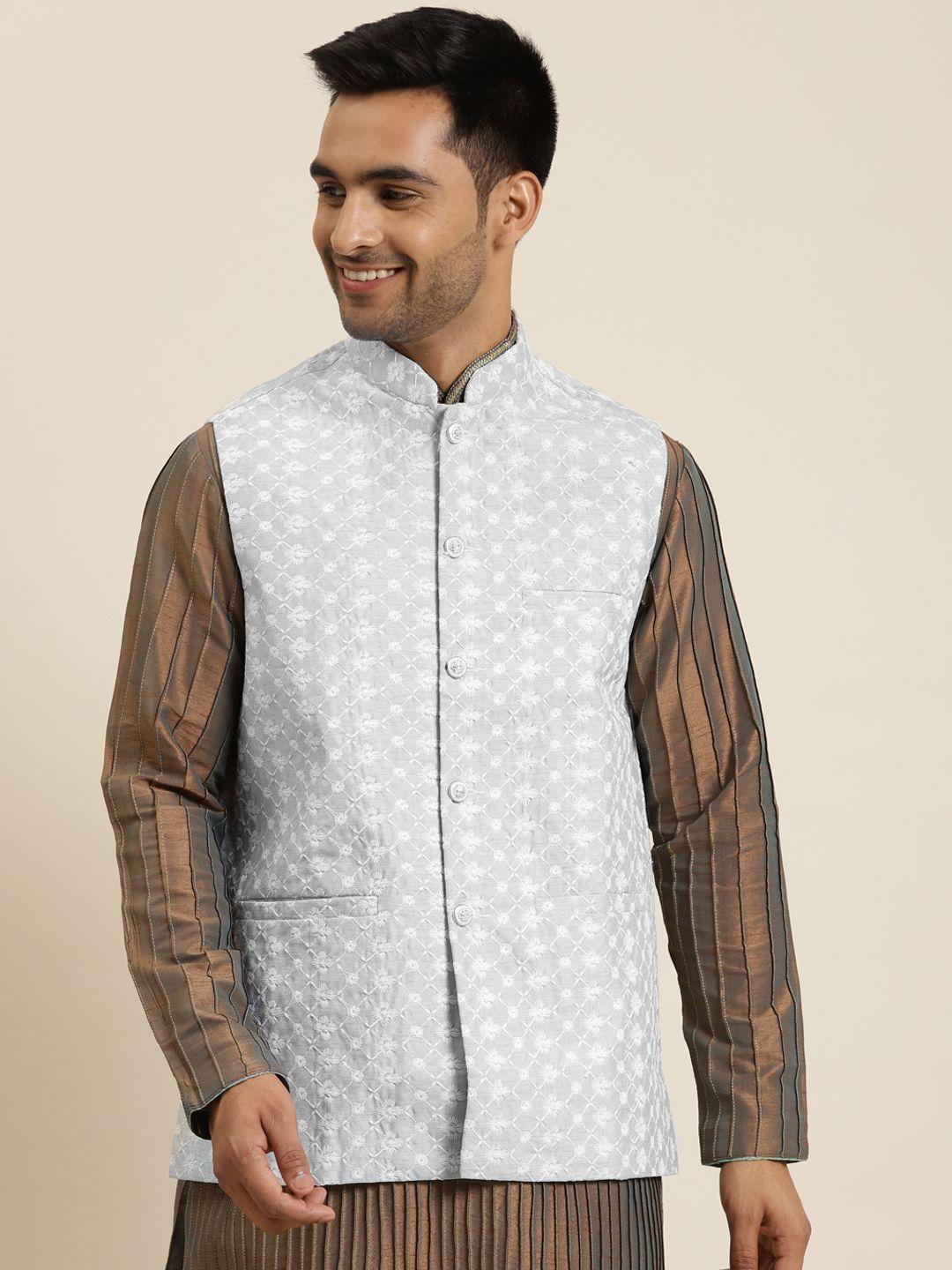 sojanya-men-grey-&-white-embroidered-nehru-jacket