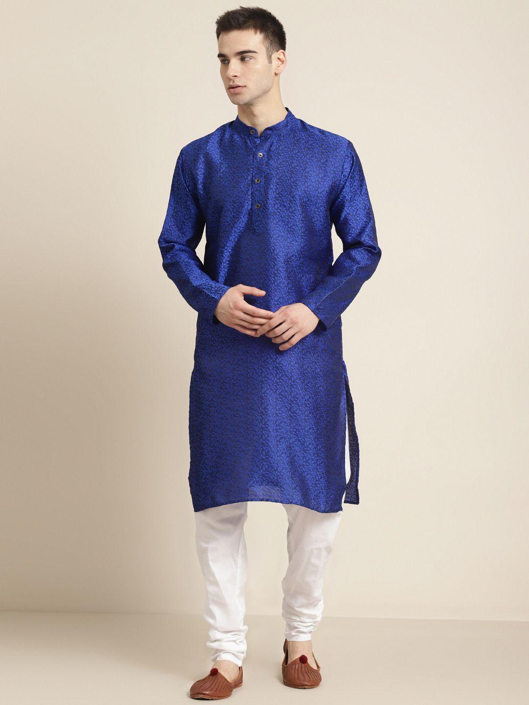 sojanya-men-blue-ethnic-motifs-jacquard-silk-kurta