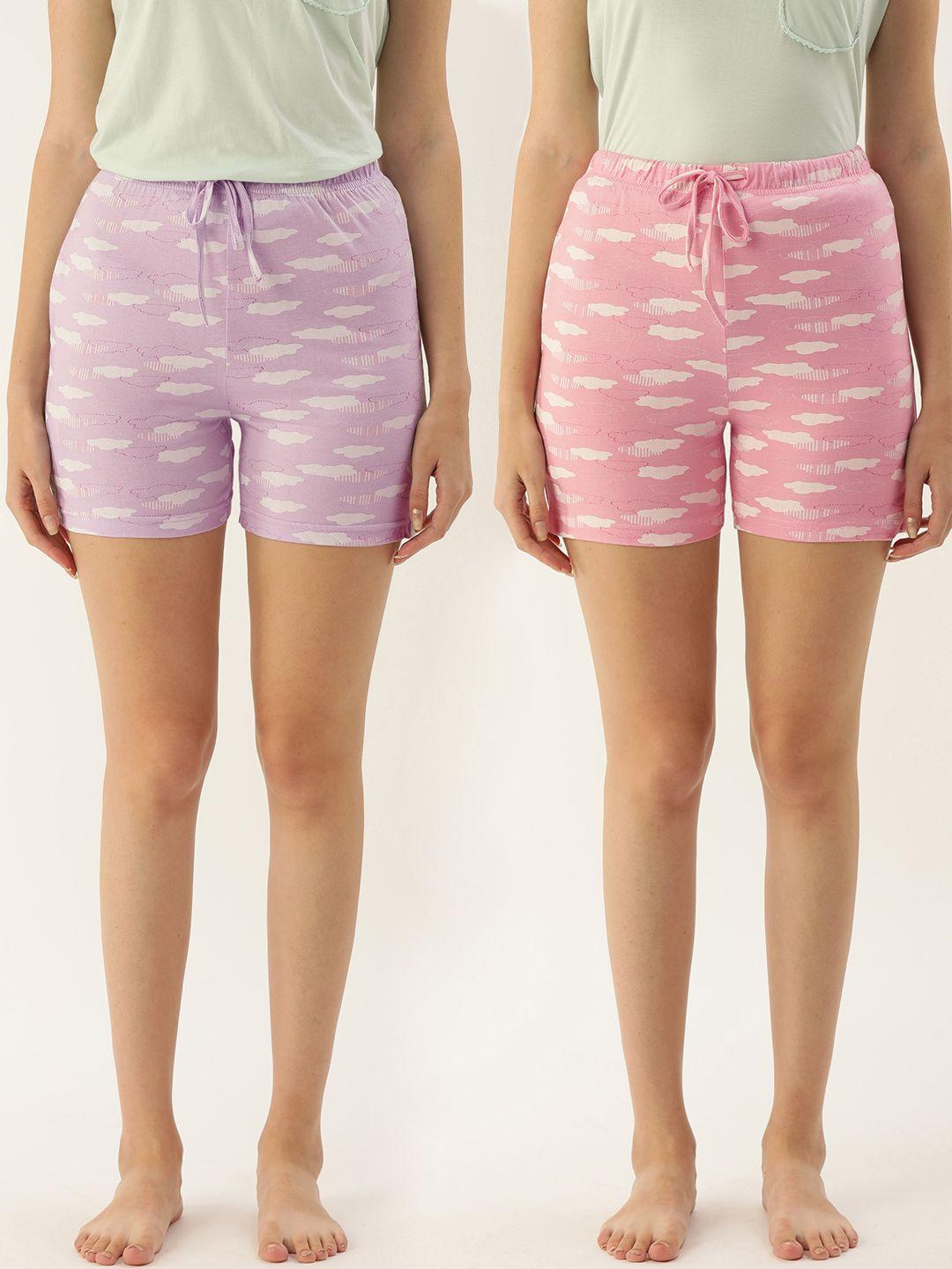 etc-women-lavender-&-pink-printed-lounge-shorts