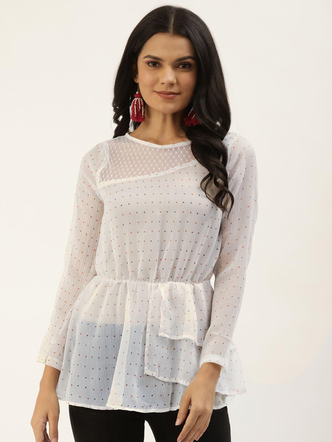belle-fille-women-white-&-coral-printed-georgette-top