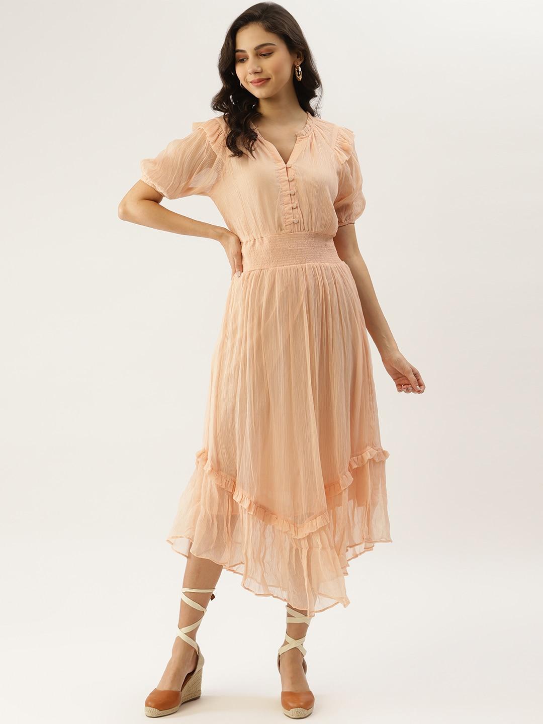 label-ritu-kumar-peach-coloured-a-line-midi-dress