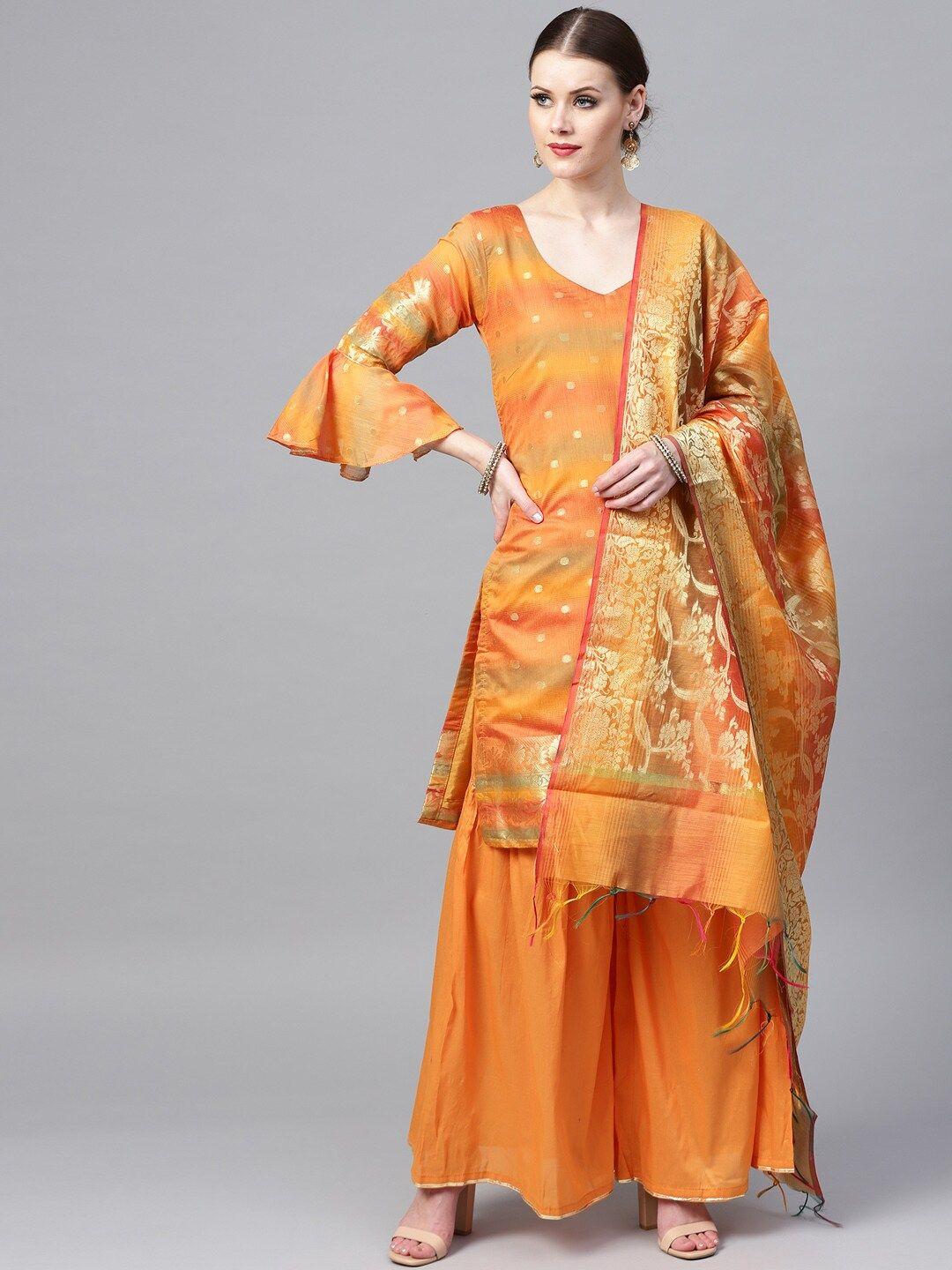 chhabra-555-mustard-&-orange-art-silk-unstitched-dress-material