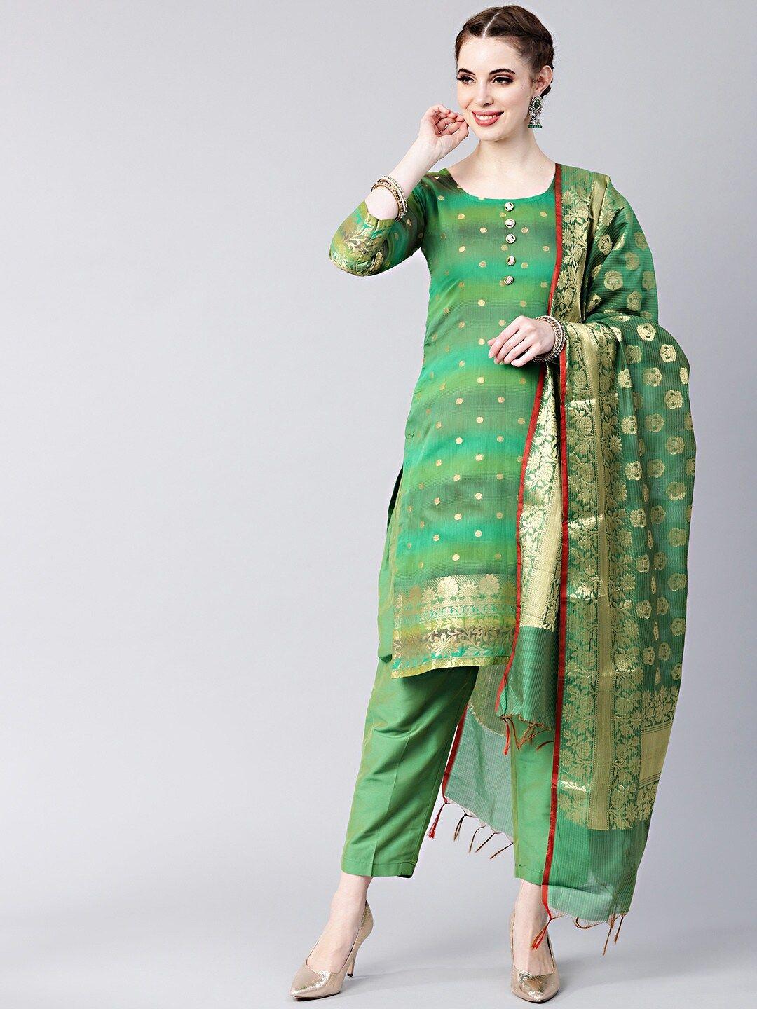 chhabra-555-green-&-gold-toned-art-silk-banarasi-handloom-unstitched-dress-material