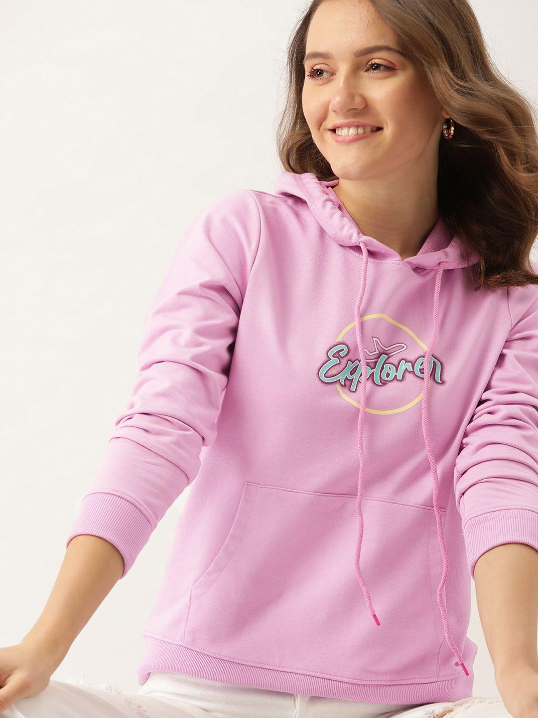 dressberry-women-pink-printed-hooded-sweatshirt