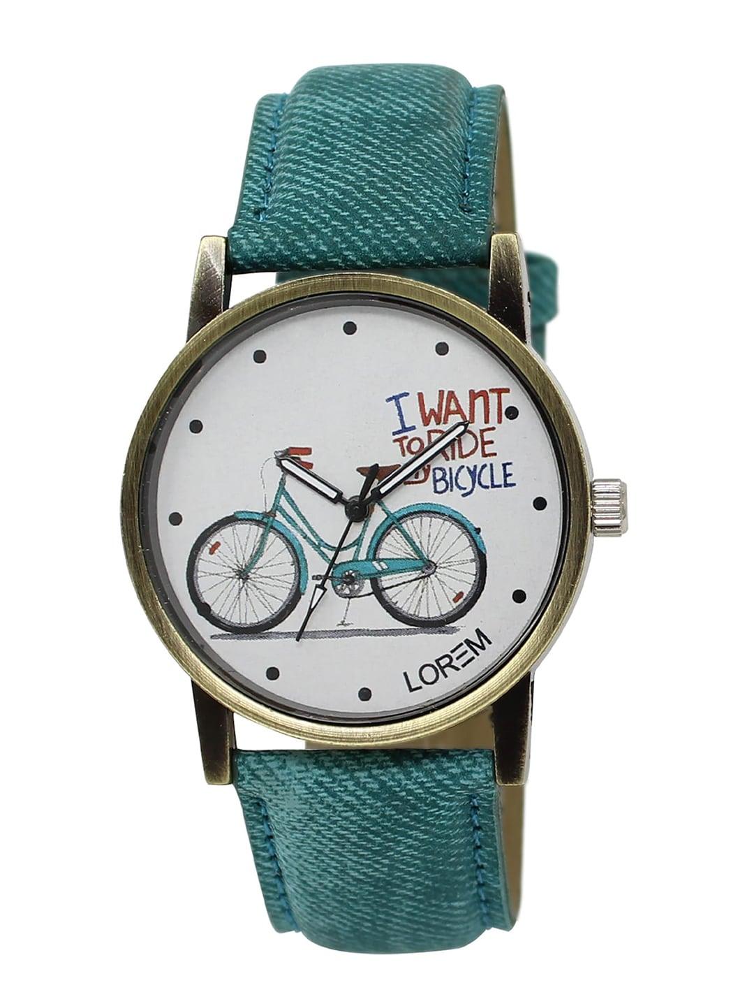 lorem-women-white-printed-dial-&-green-leather-straps-analogue-watch-lr229