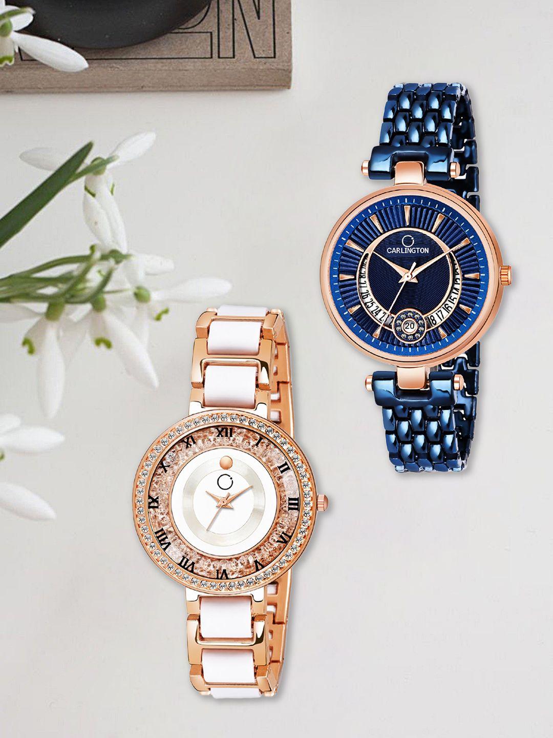 carlington-women-combo-of-2-multicoloured-analogue-watch
