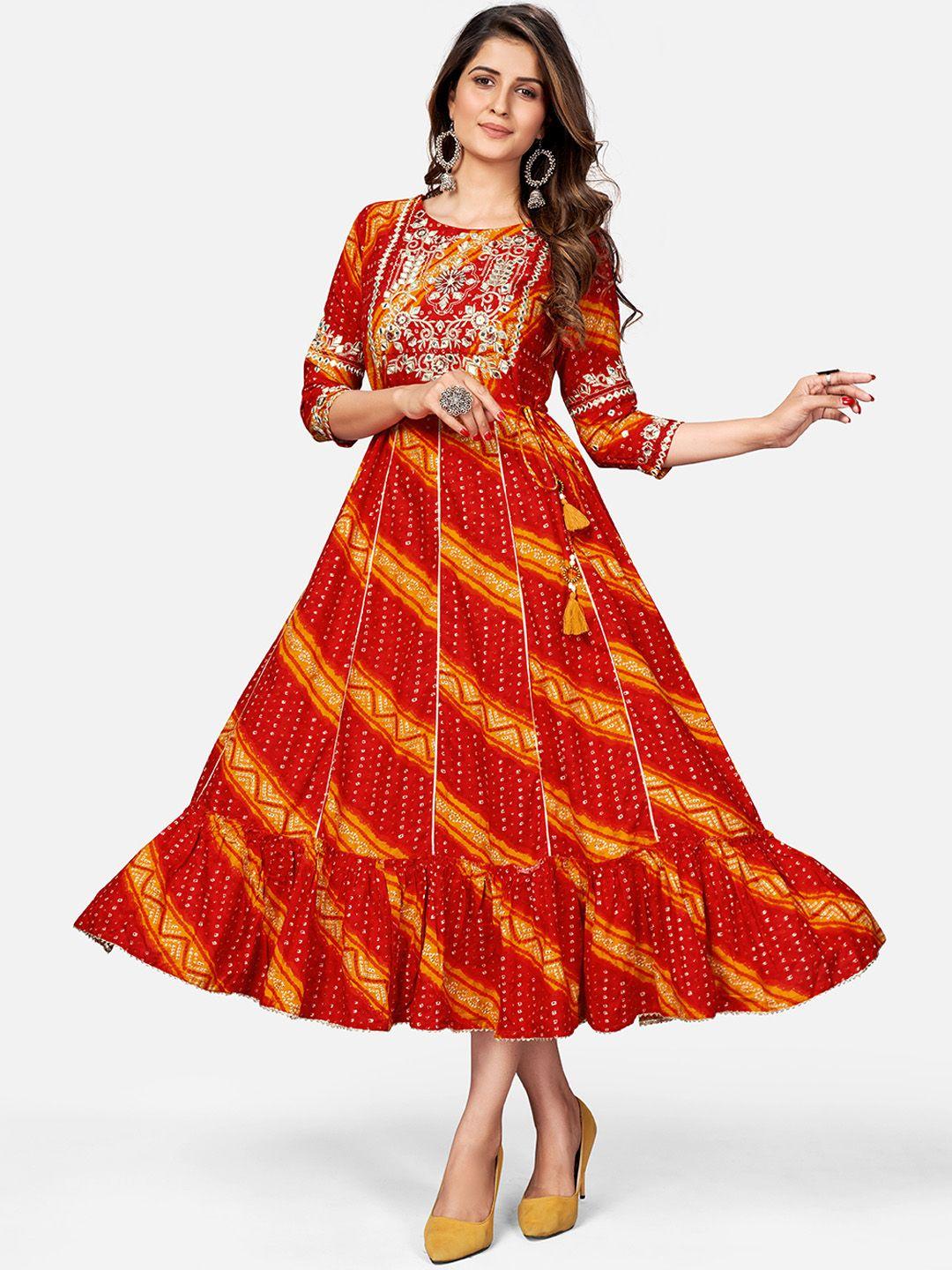 vbuyz-red-&-yellow-bandhani-print-ethnic-dress
