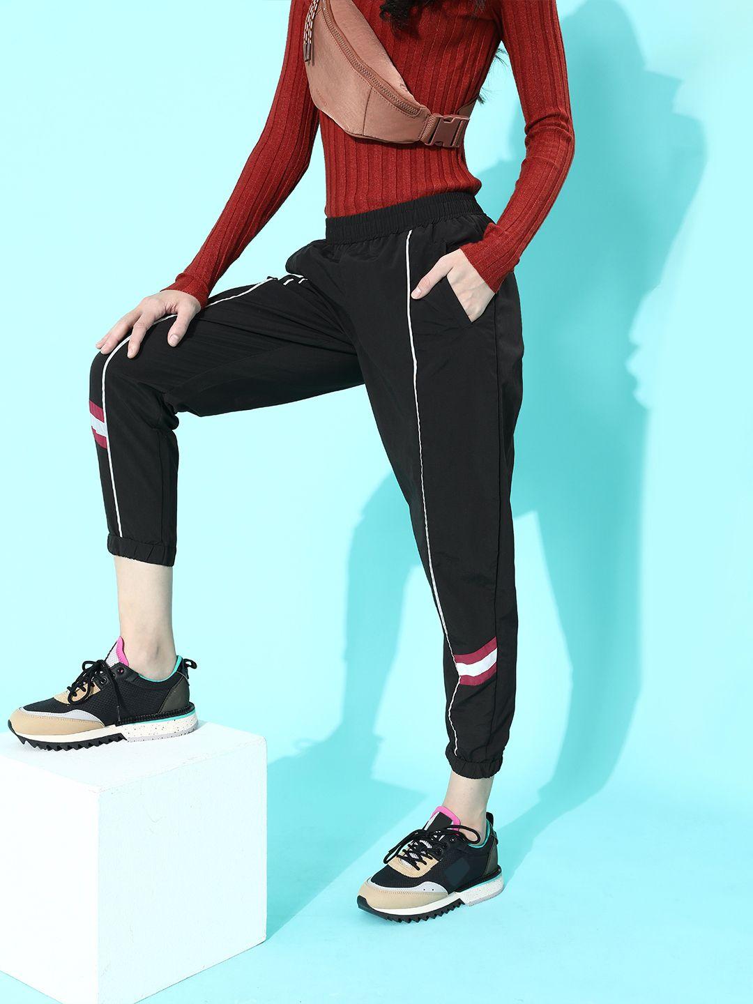 dressberry-women-black-colourblocked-cropped-track-pants