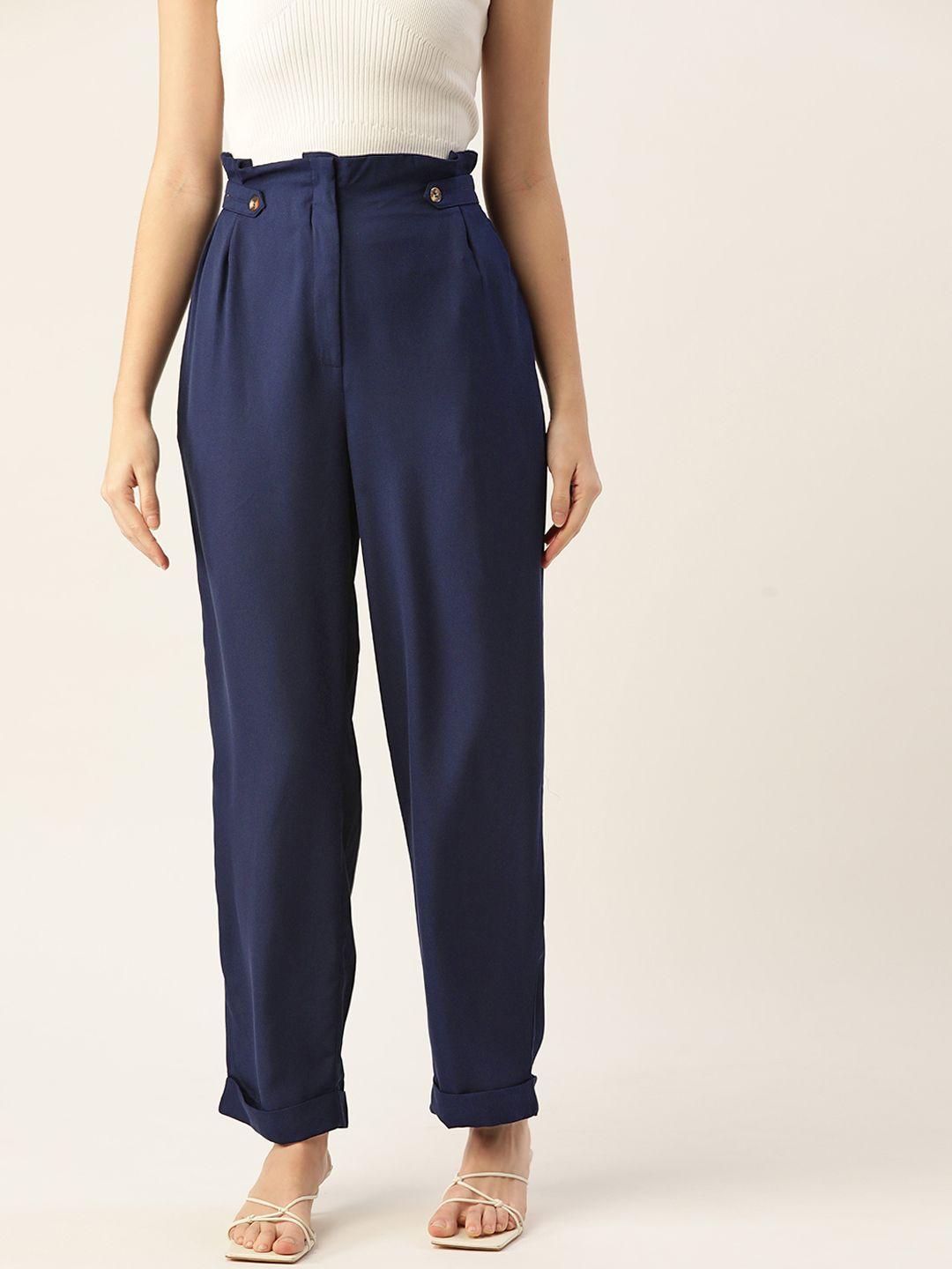 dressberry-women-navy-blue-trousers