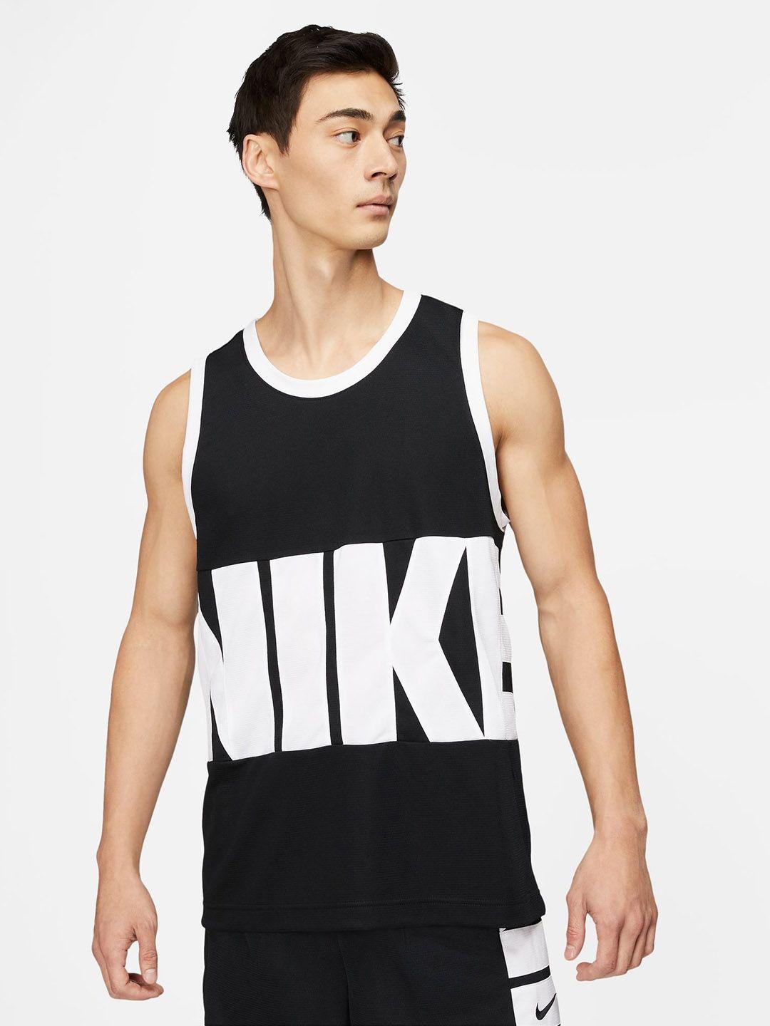nike-men-black-&-white-dri-fit-brand-logo-printed-basketball-jersey