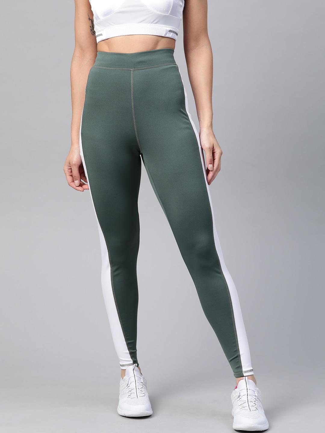m7-by-metronaut-women-green-&-white-colourblocked-high-rise-solid-training-tights