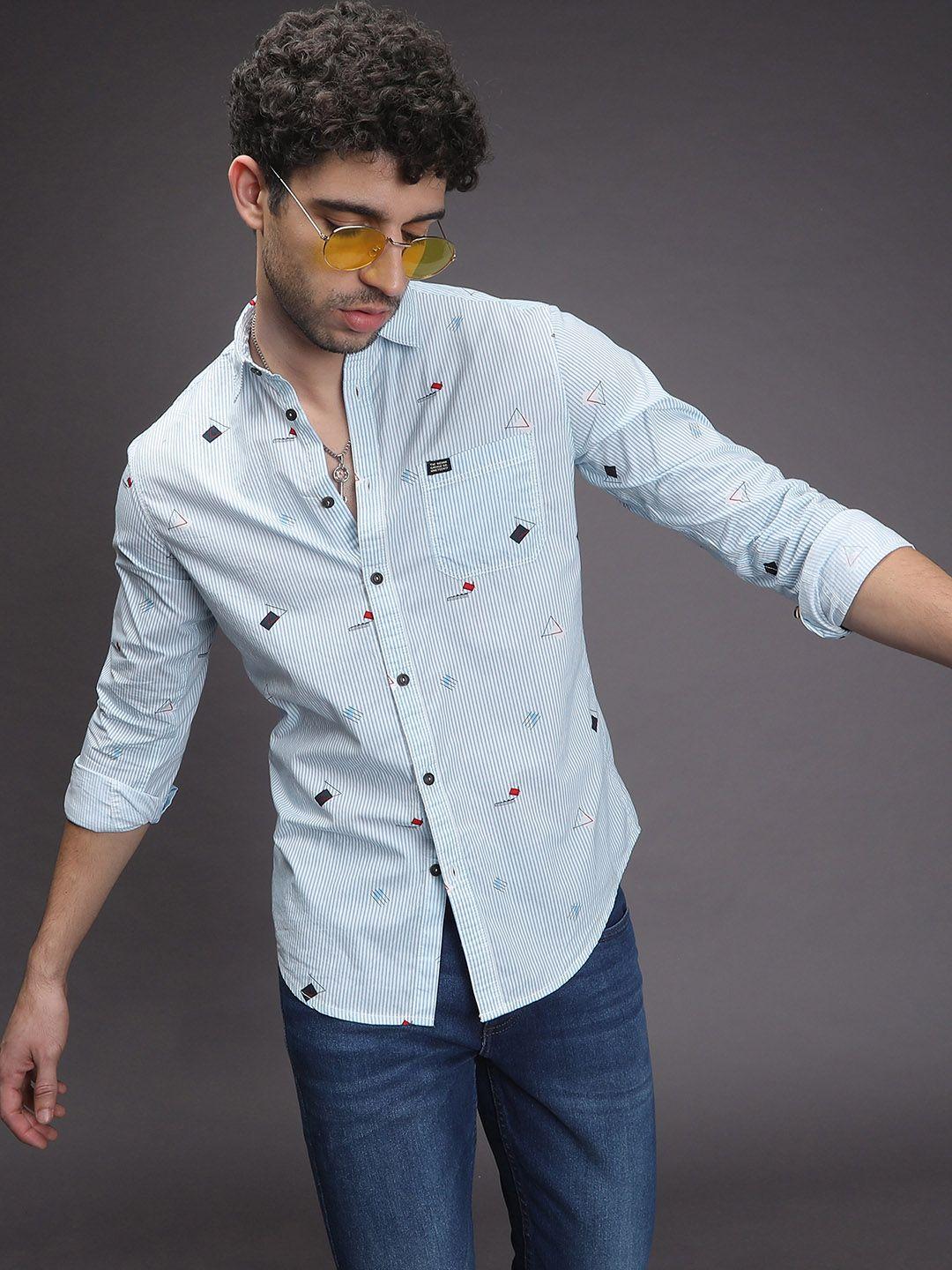 the-indian-garage-co-men-blue-&-white-slim-fit-striped-casual-shirt