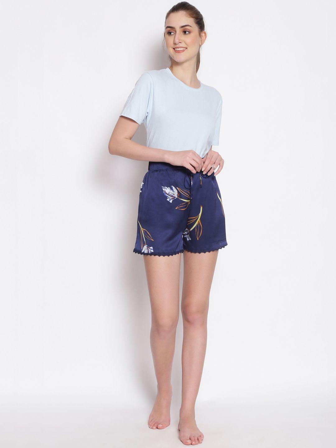 oxolloxo-women-navy-blue-printed-lounge-shorts