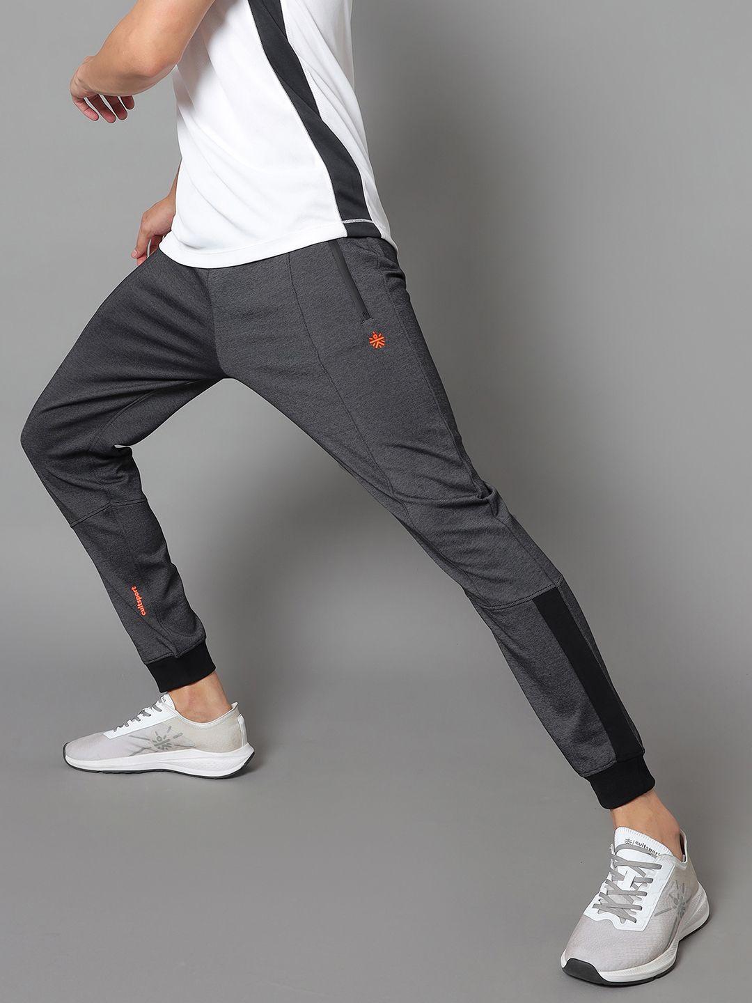 cultsport-men-charcoal-grey-solid-tapered-fit-joggers