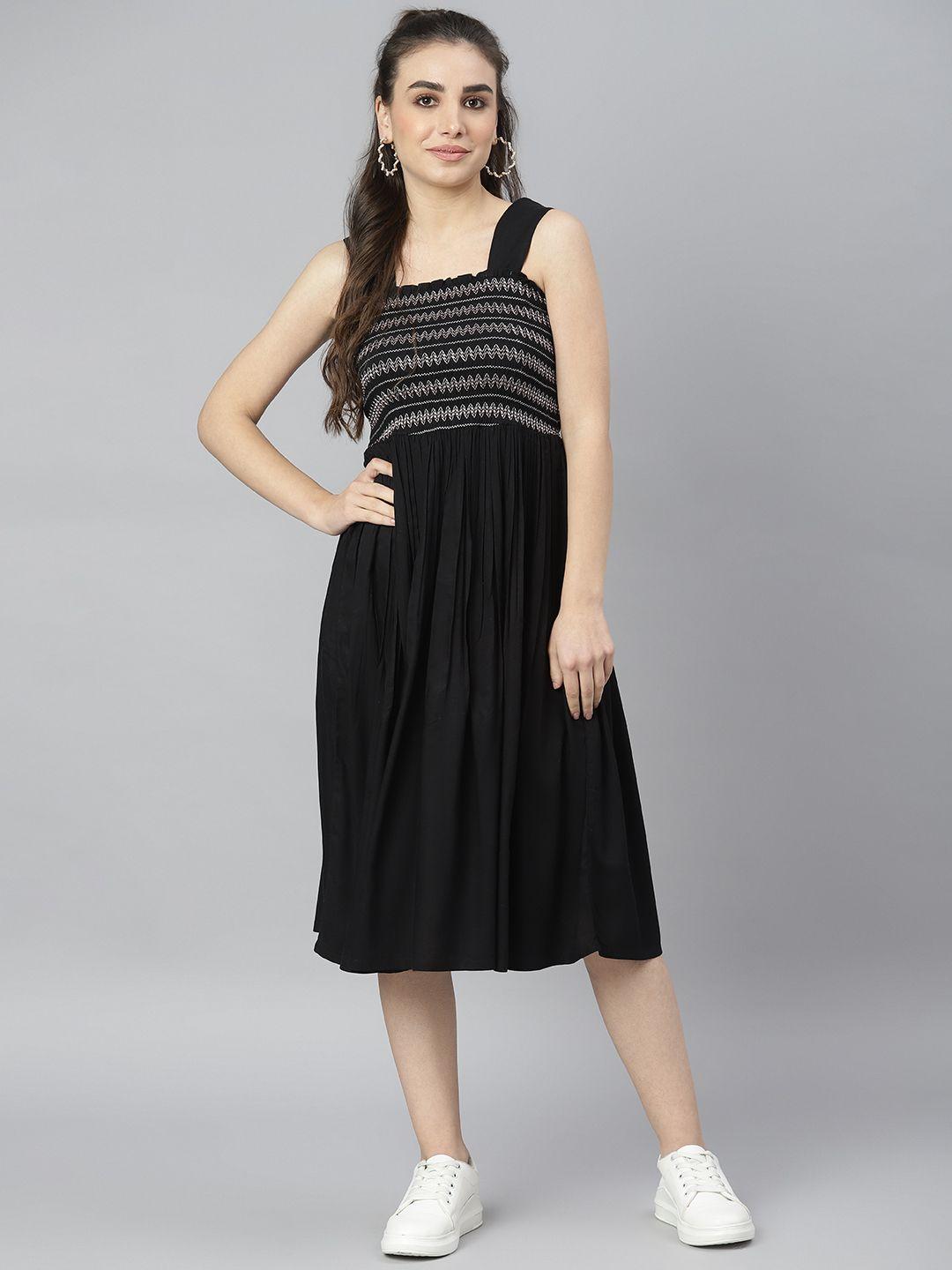 deebaco-black-striped-midi-dress