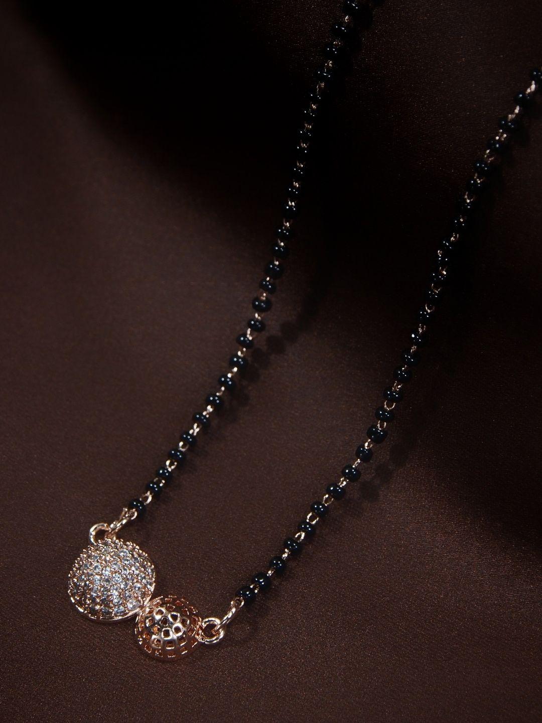i-jewels-rose-gold-plated-&-black-studded-mangalsutra