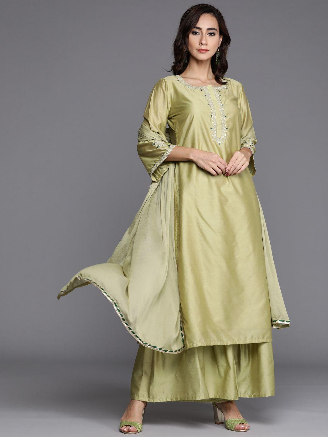 libas-women-green-solid-chanderi-silk-straight-kurta-sharara-&-dupatta