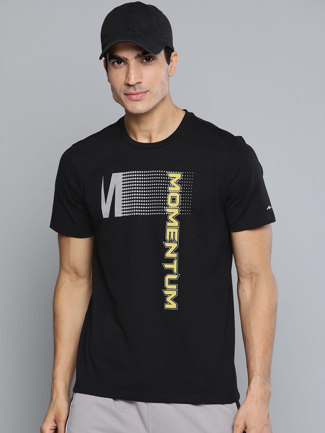 alcis-men-black-typography-printed-slim-fit-t-shirt