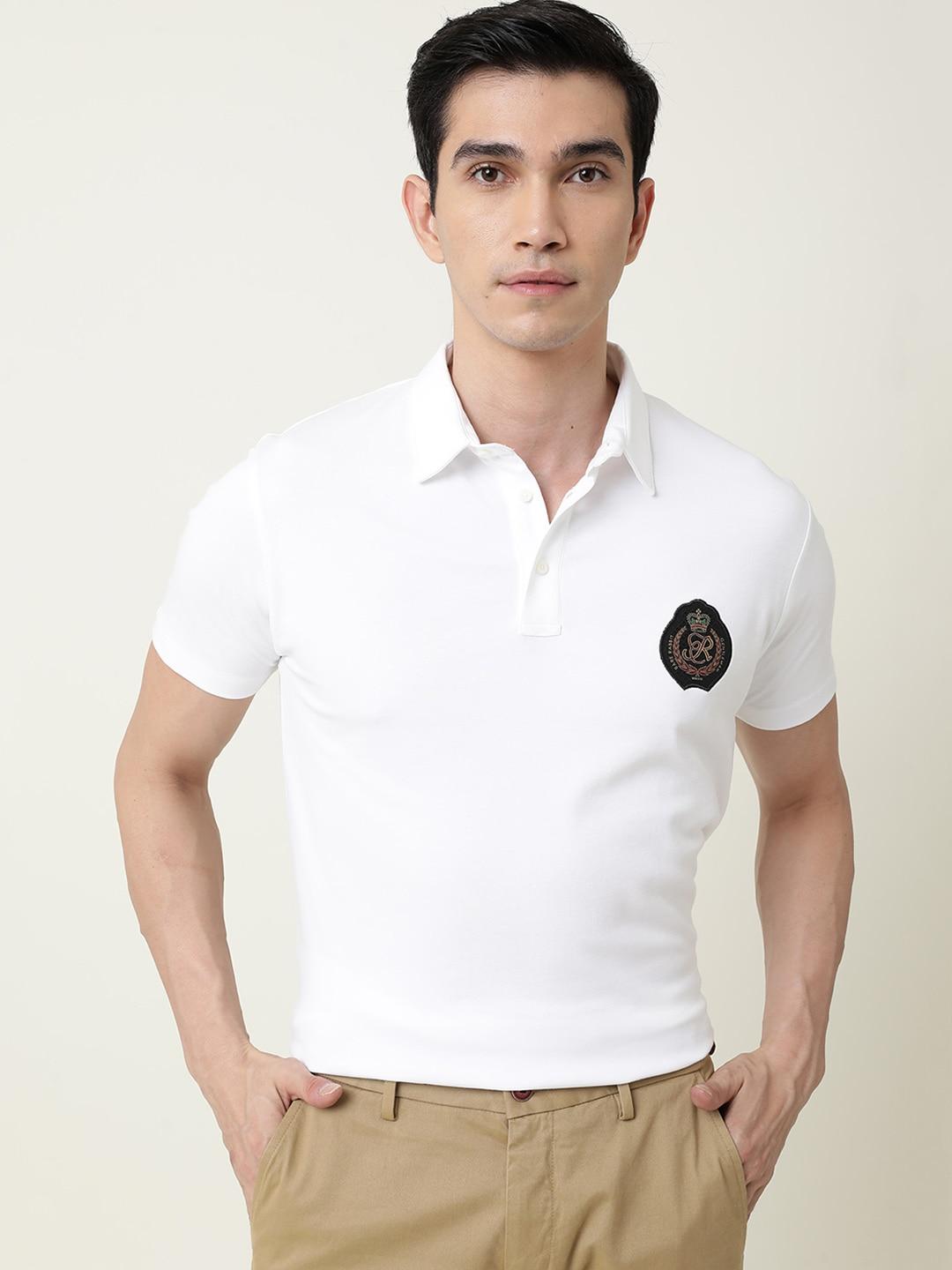 rare-rabbit-men-white-solid-polo-collar-applique-t-shirt