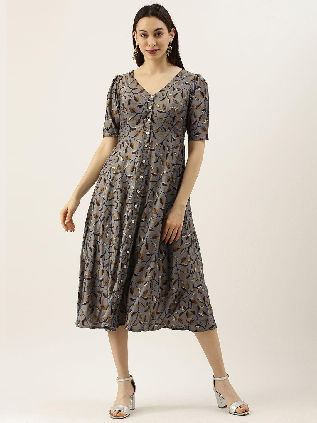 ethnovog-women-grey-printed-made-to-measure-a-line-dress