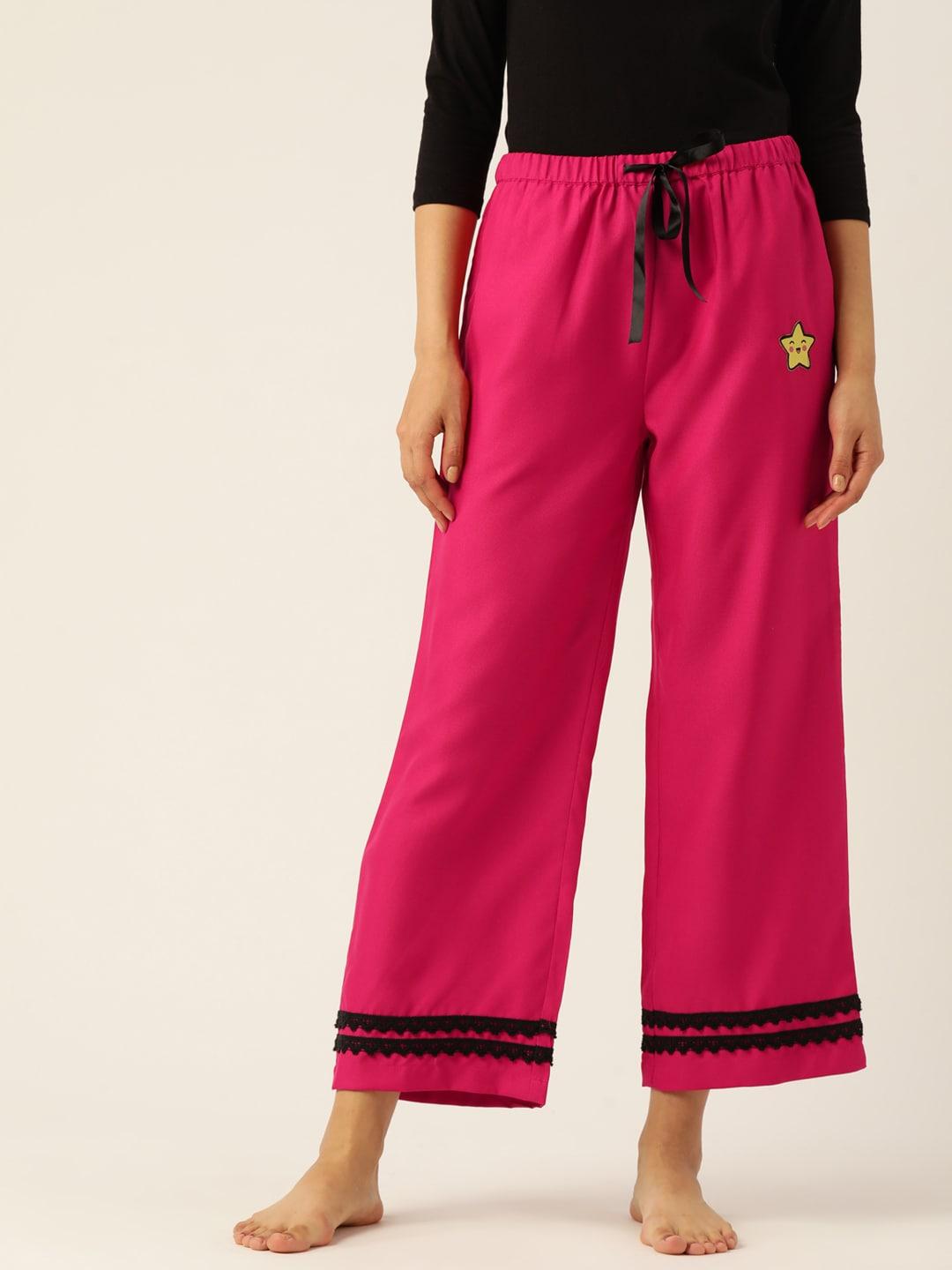 dressberry-women-magenta-solid-cropped-lounge-pants