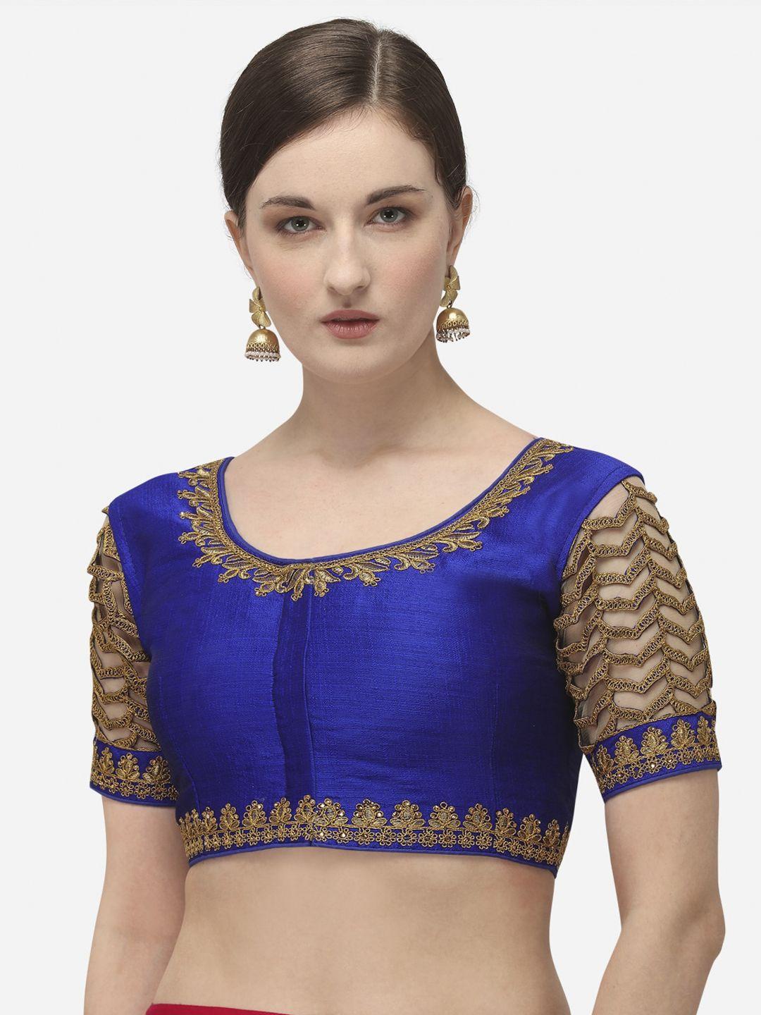amrutam-fab-women-blue-&-beige-embroidered-raw-silk-saree-blouse
