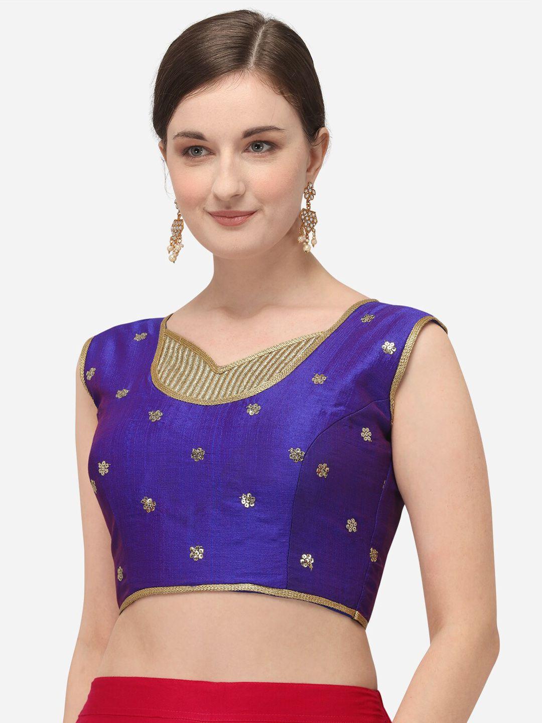 amrutam-fab-women-blue-&-gold-coloured-embroidered-raw-silk-saree-blouse
