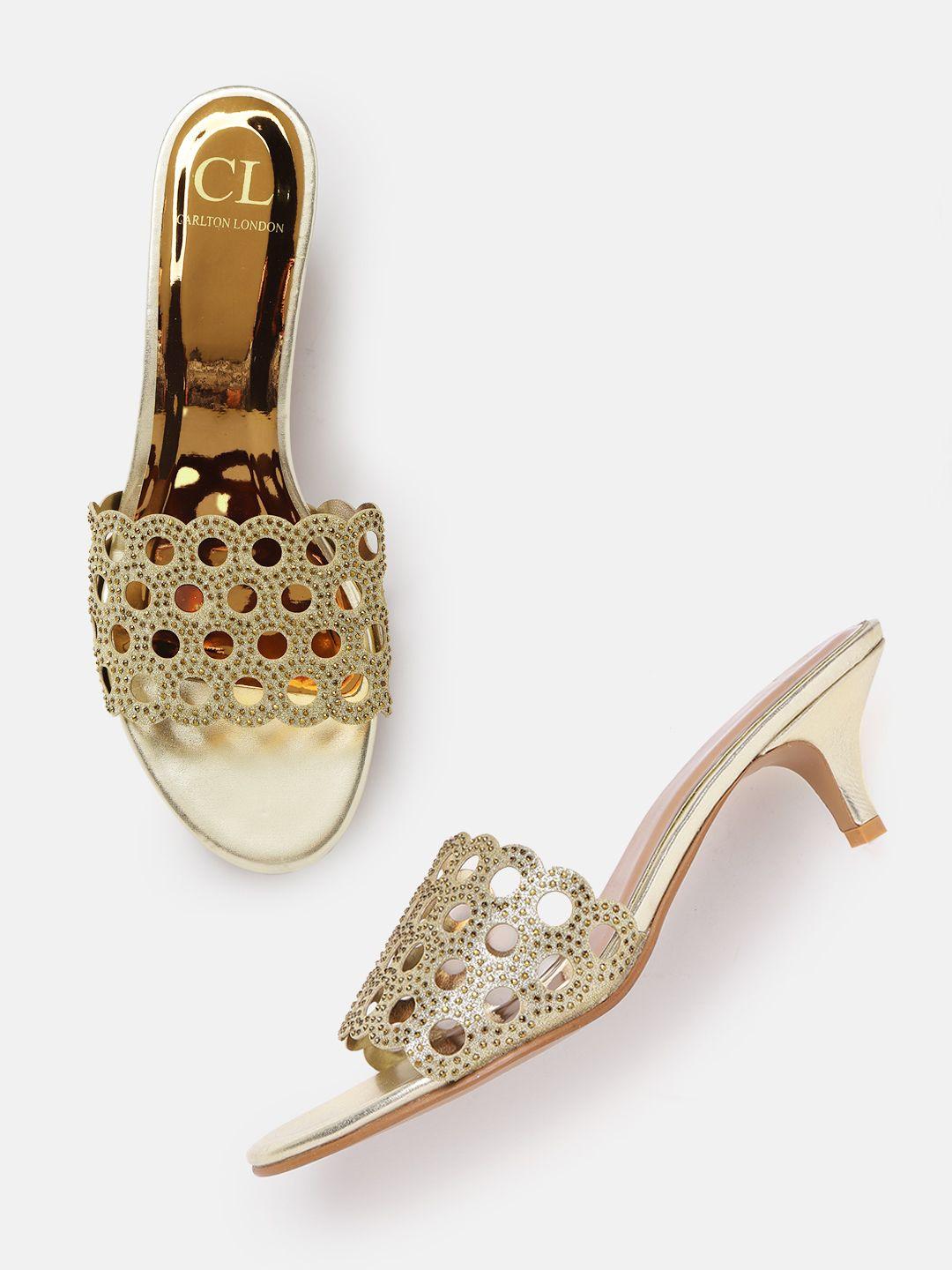 carlton-london-gold-toned-embellished-kitten-heels-with-cut-work-detail