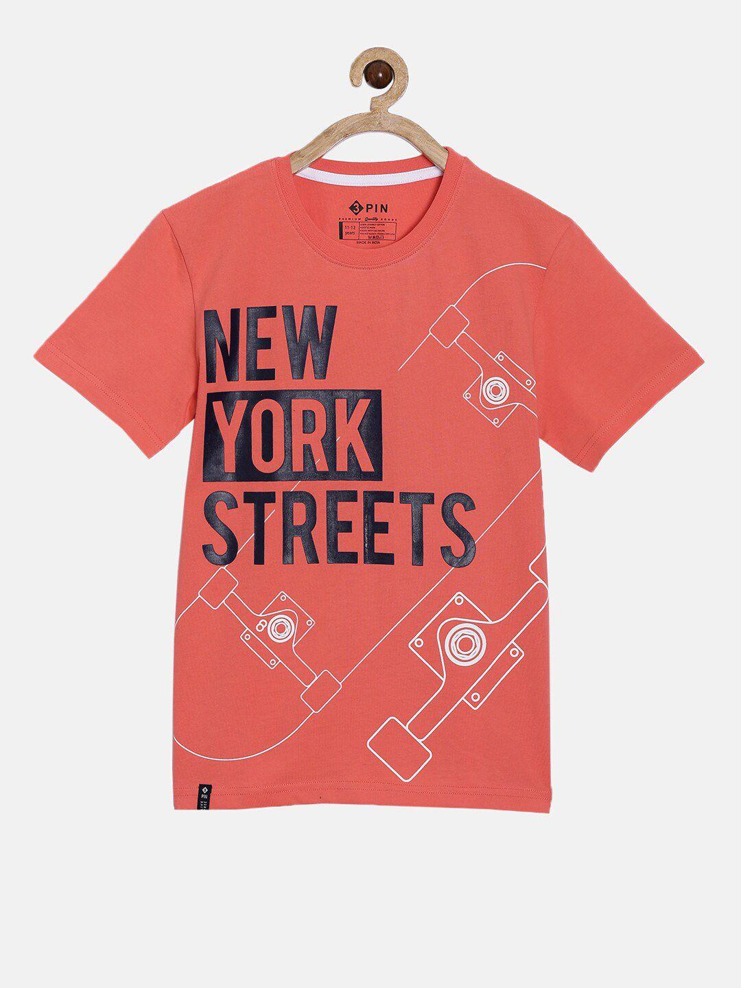 3pin-boys-orange-&-black-typography-printed-t-shirt