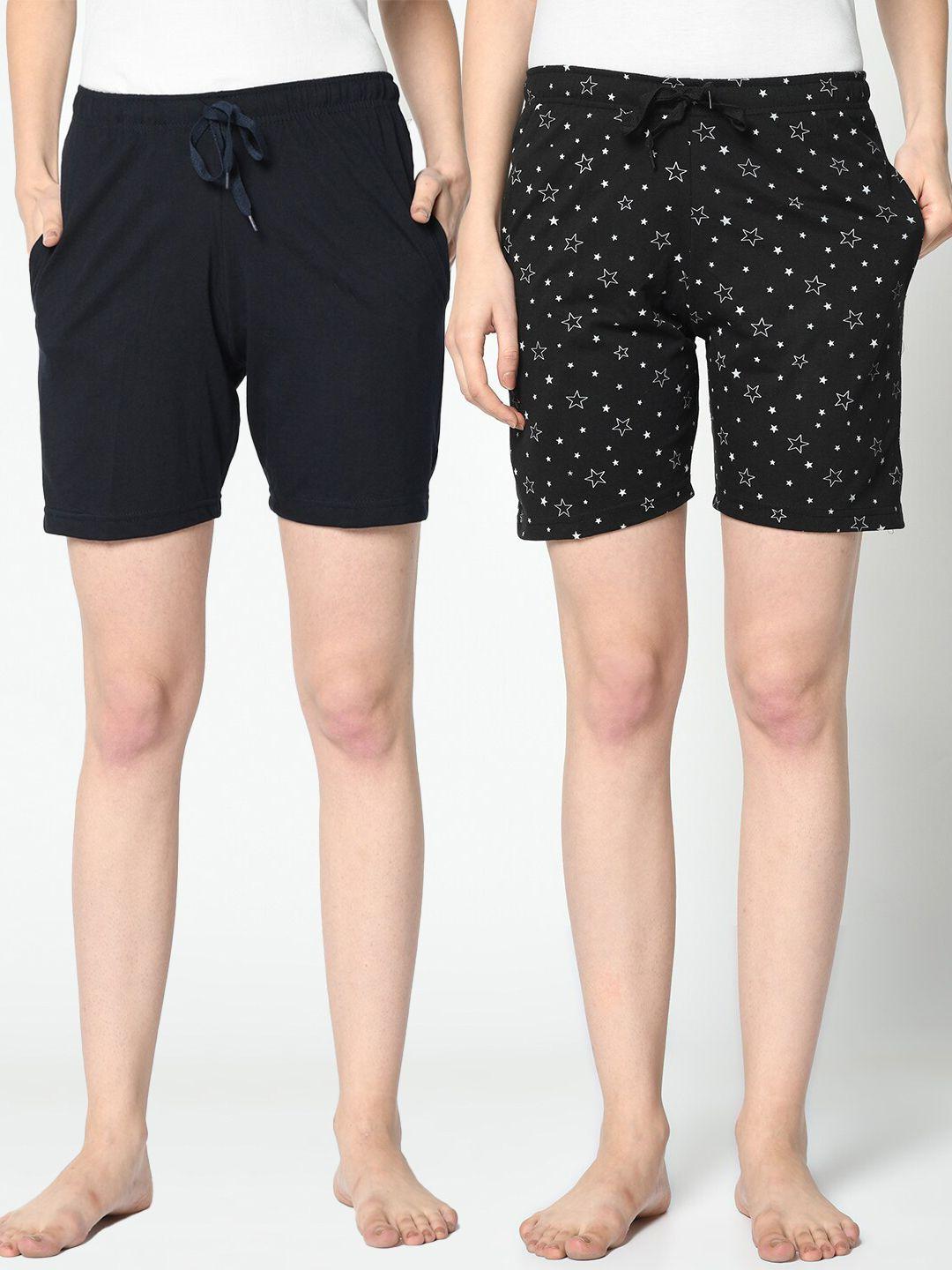 vimal-jonney-women-navy-blue-&-black-pack-of-2-lounge-shorts