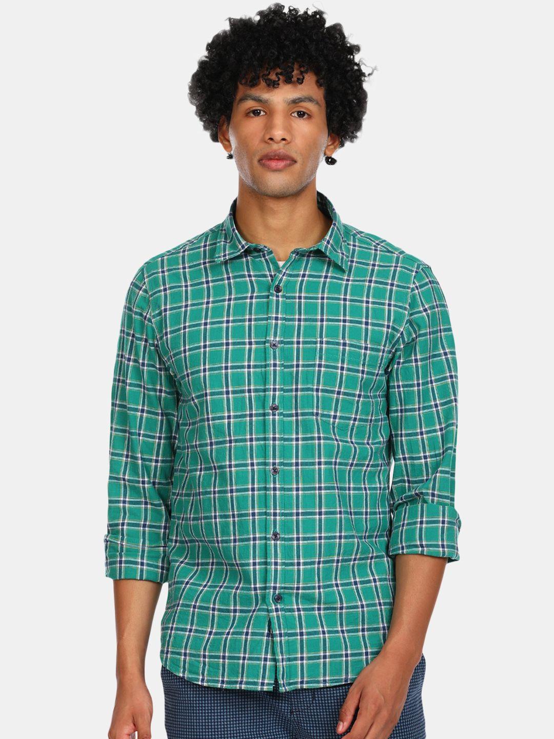ruggers-men-green-checked-casual-shirt