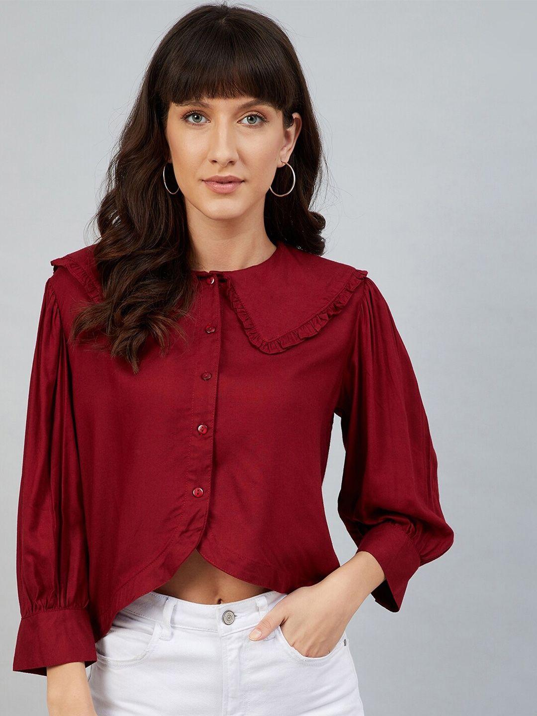 carlton-london-women-maroon-shirt-style-top