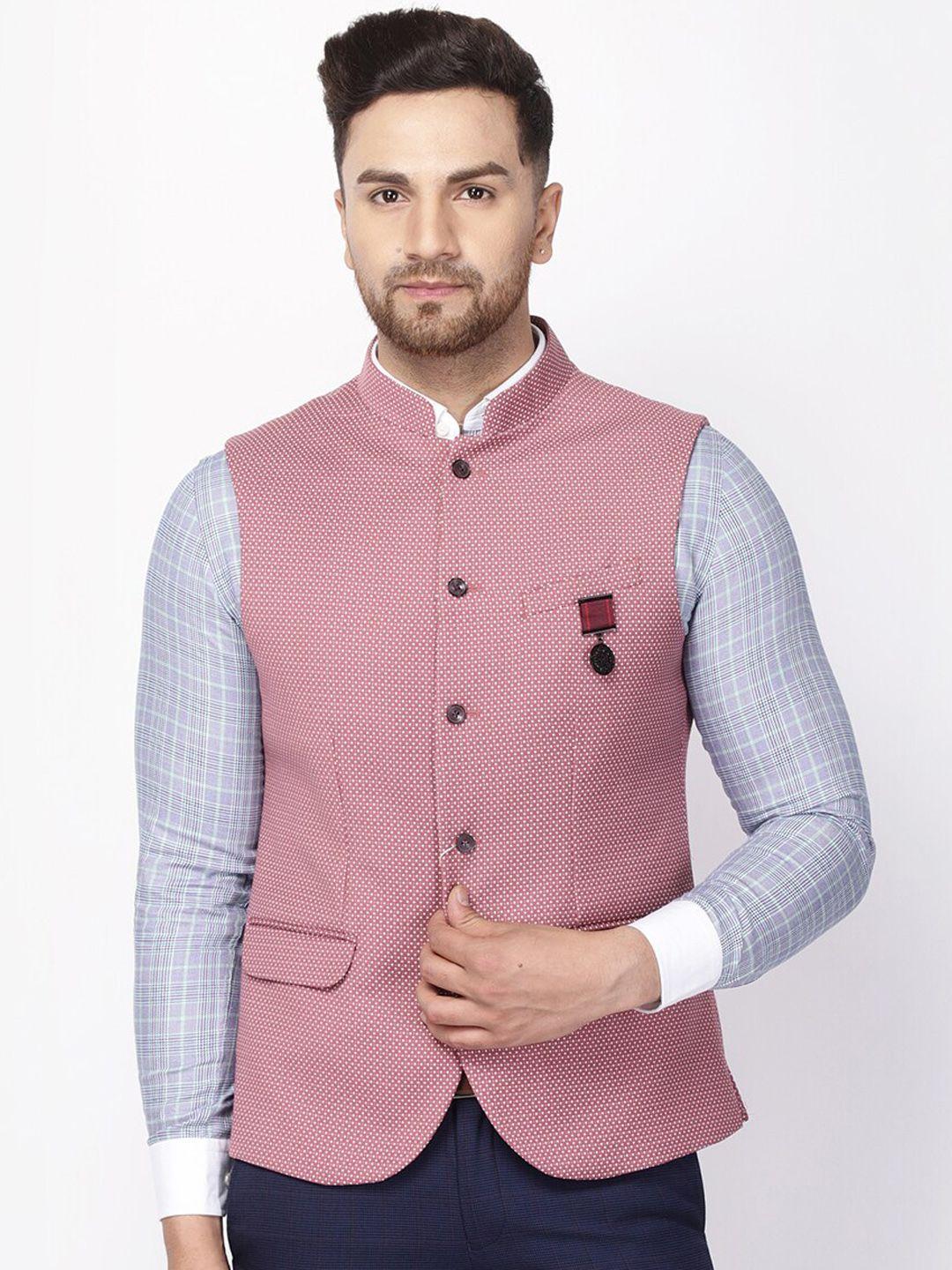 blackberrys-men-pink-&-white-printed-woven-nehru-jacket