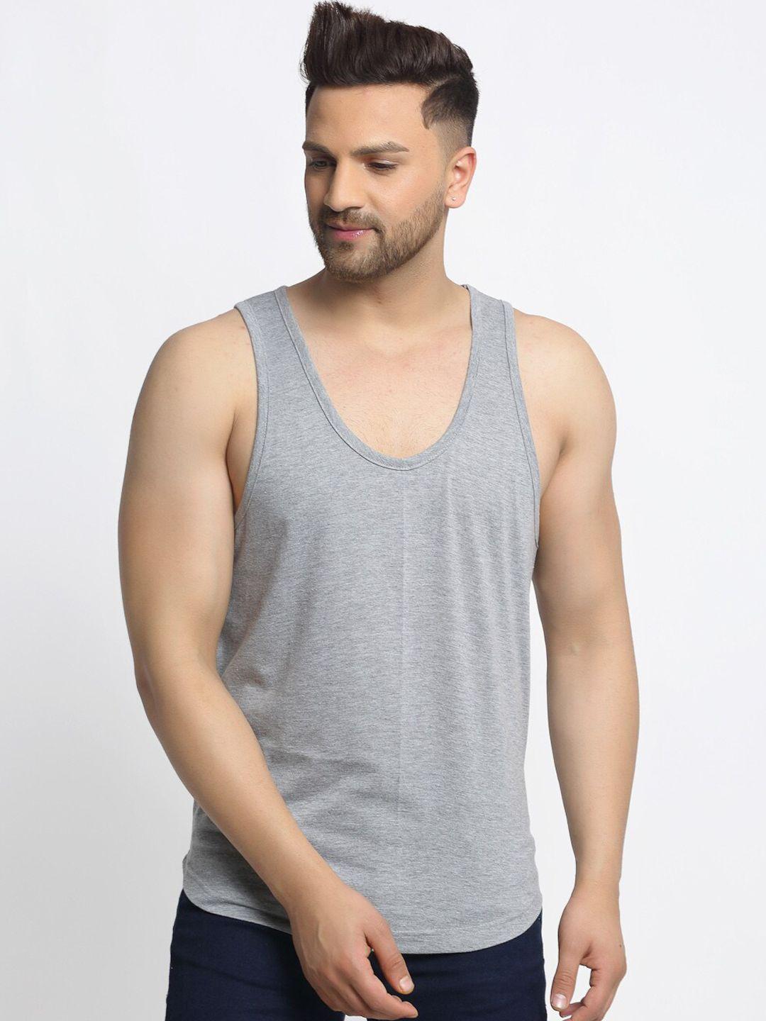 friskers-men-grey-solid-pure-cotton-drop-cut-casual-gym-vest