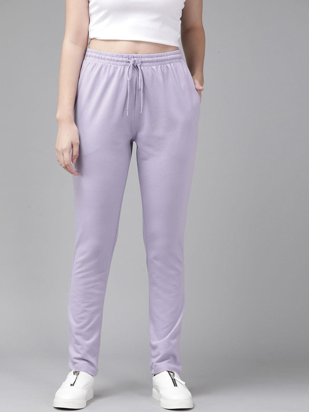 roadster-women-lavender-solid-track-pants