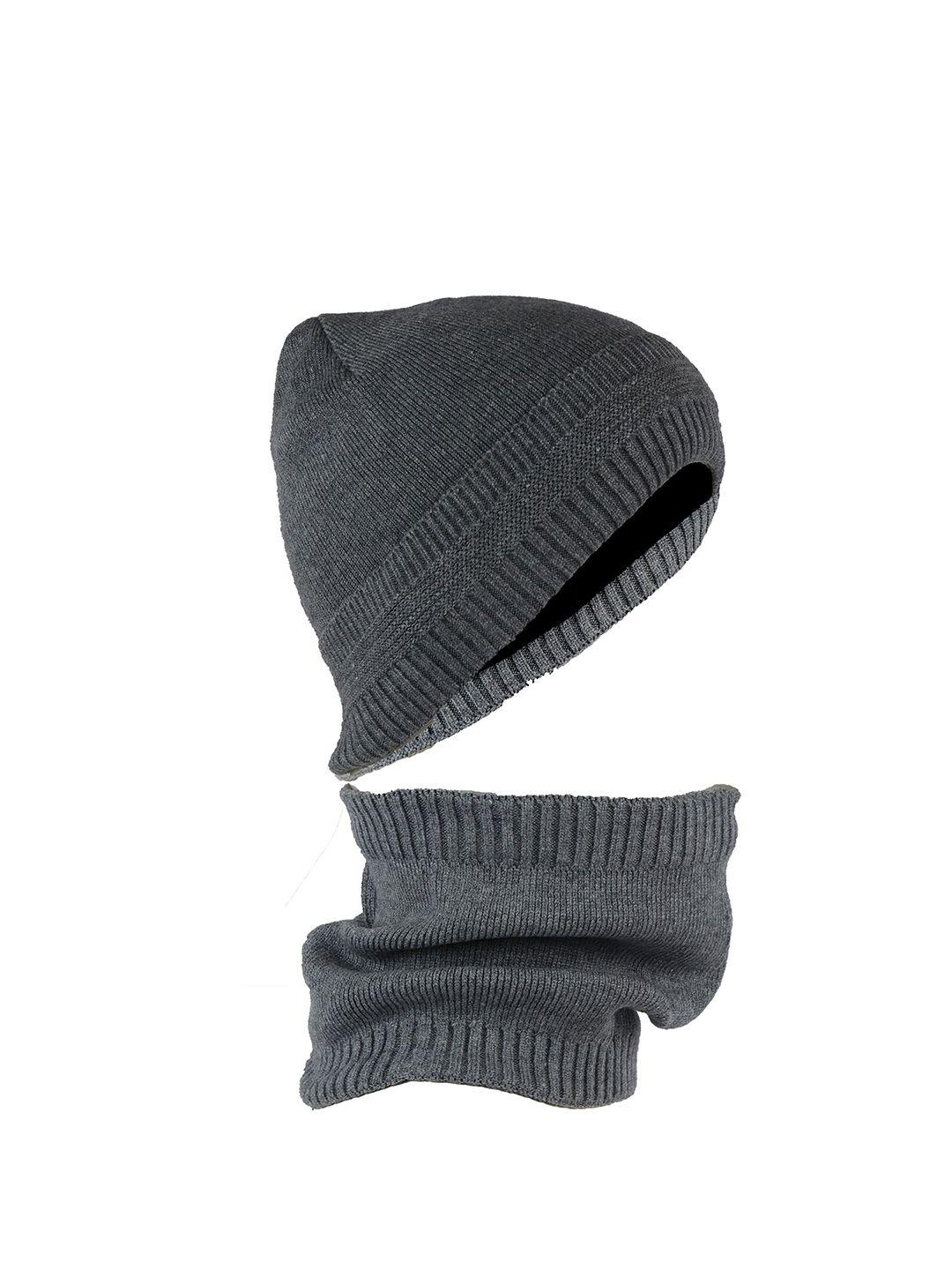 isweven-unisex-grey-beanie-with-neck-warmer-scarf