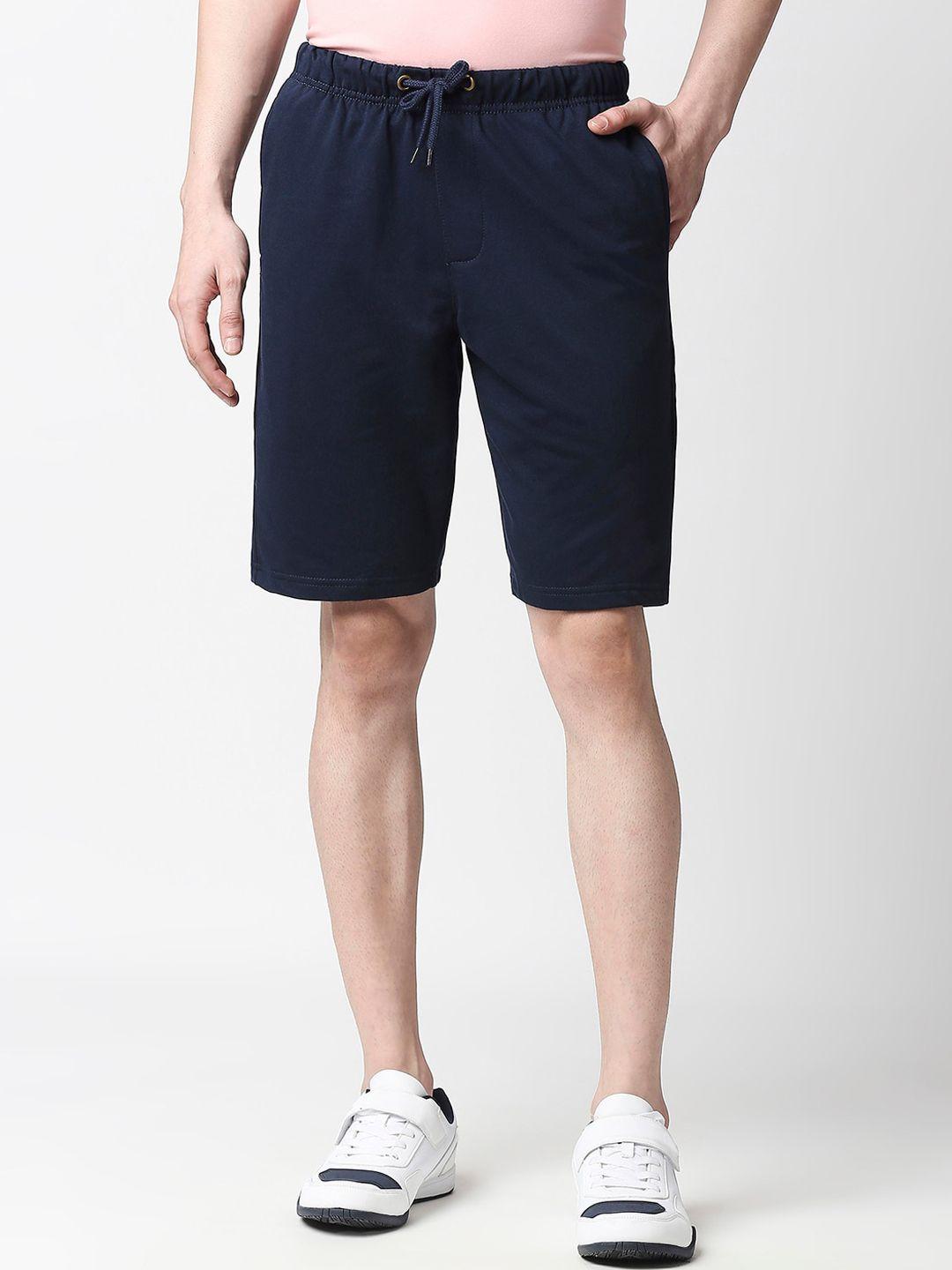 bewakoof-men-navy-blue-mid-rise-regular-shorts