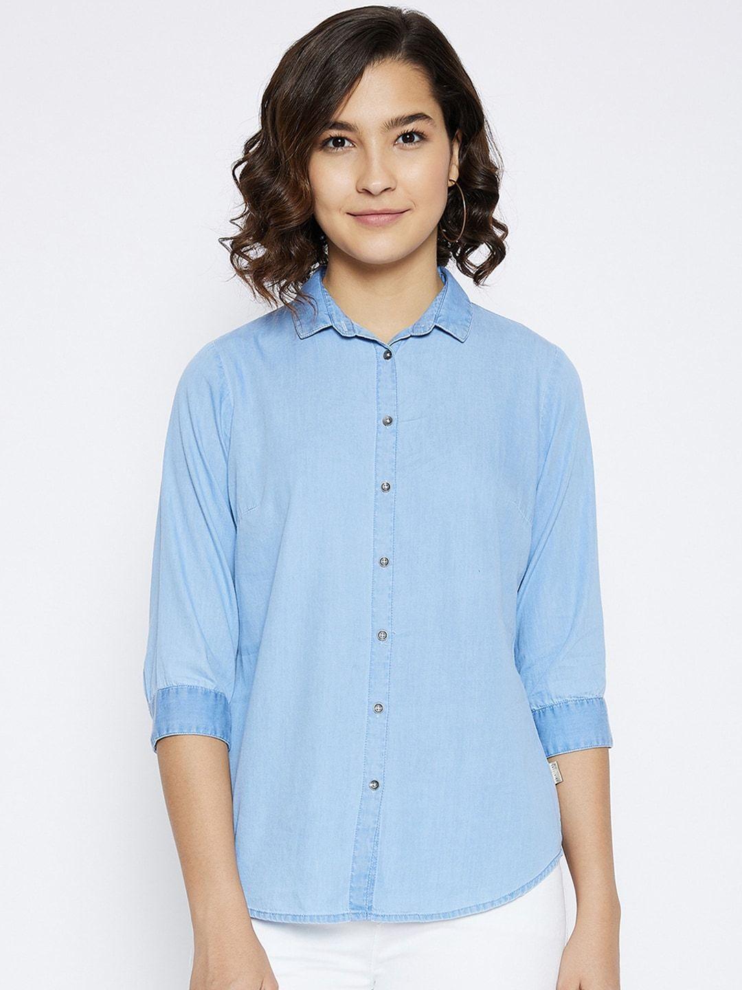 crimsoune-club-women-blue-slim-fit-casual-shirt