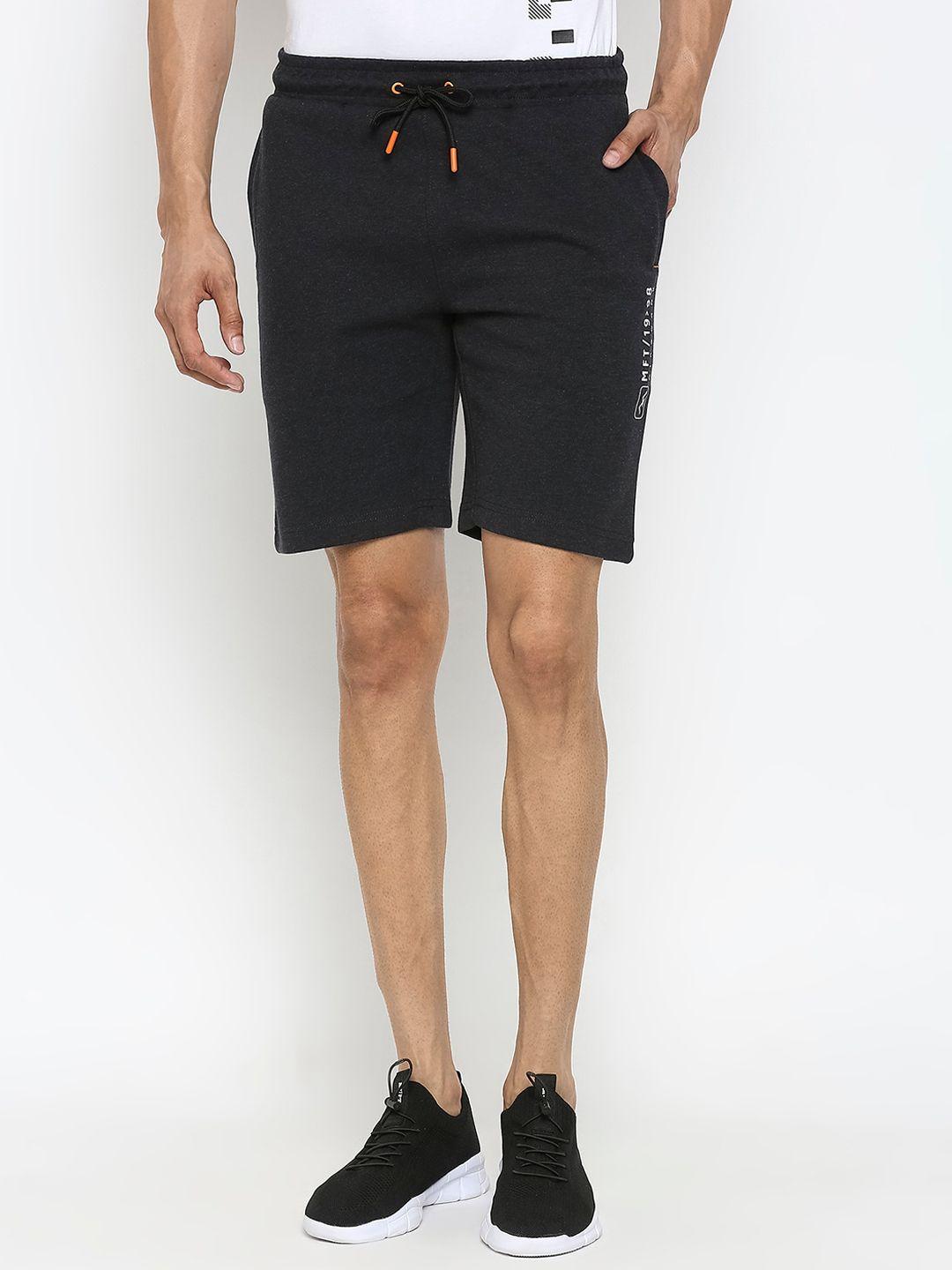mufti-men-grey-melange-slim-fit-mid-rise-sports-shorts
