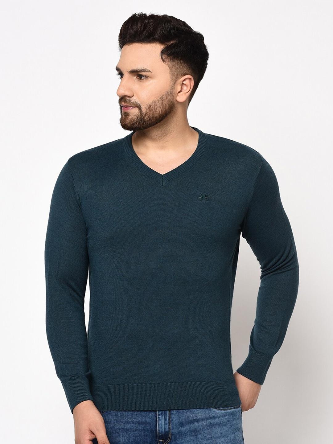 98-degree-north-men-teal-solid-v-neck-full-sleeves-sweater